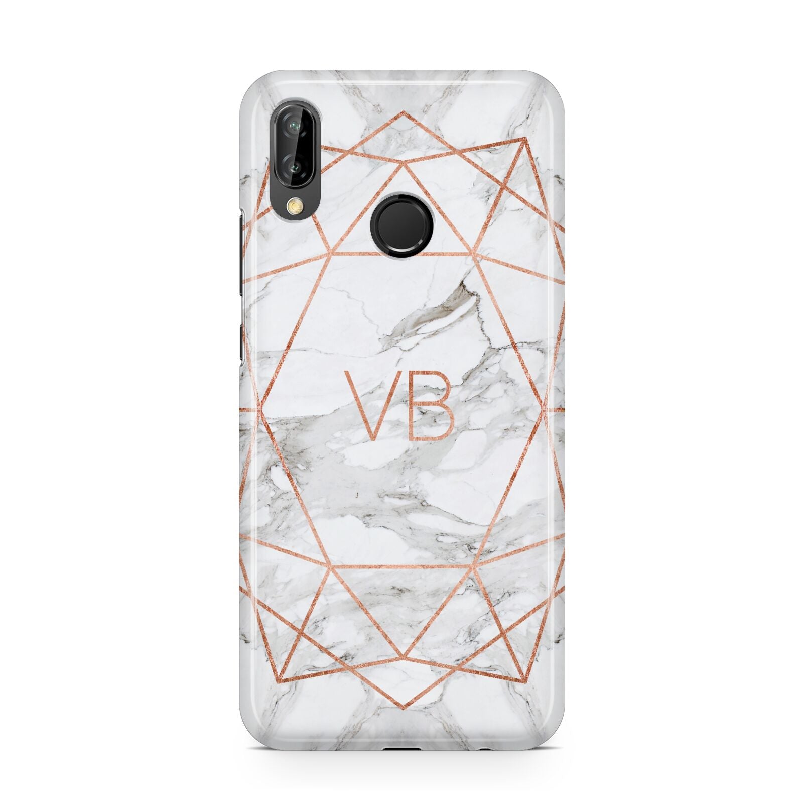 Personalised Rose Gold Marble Initials Huawei P20 Lite Phone Case