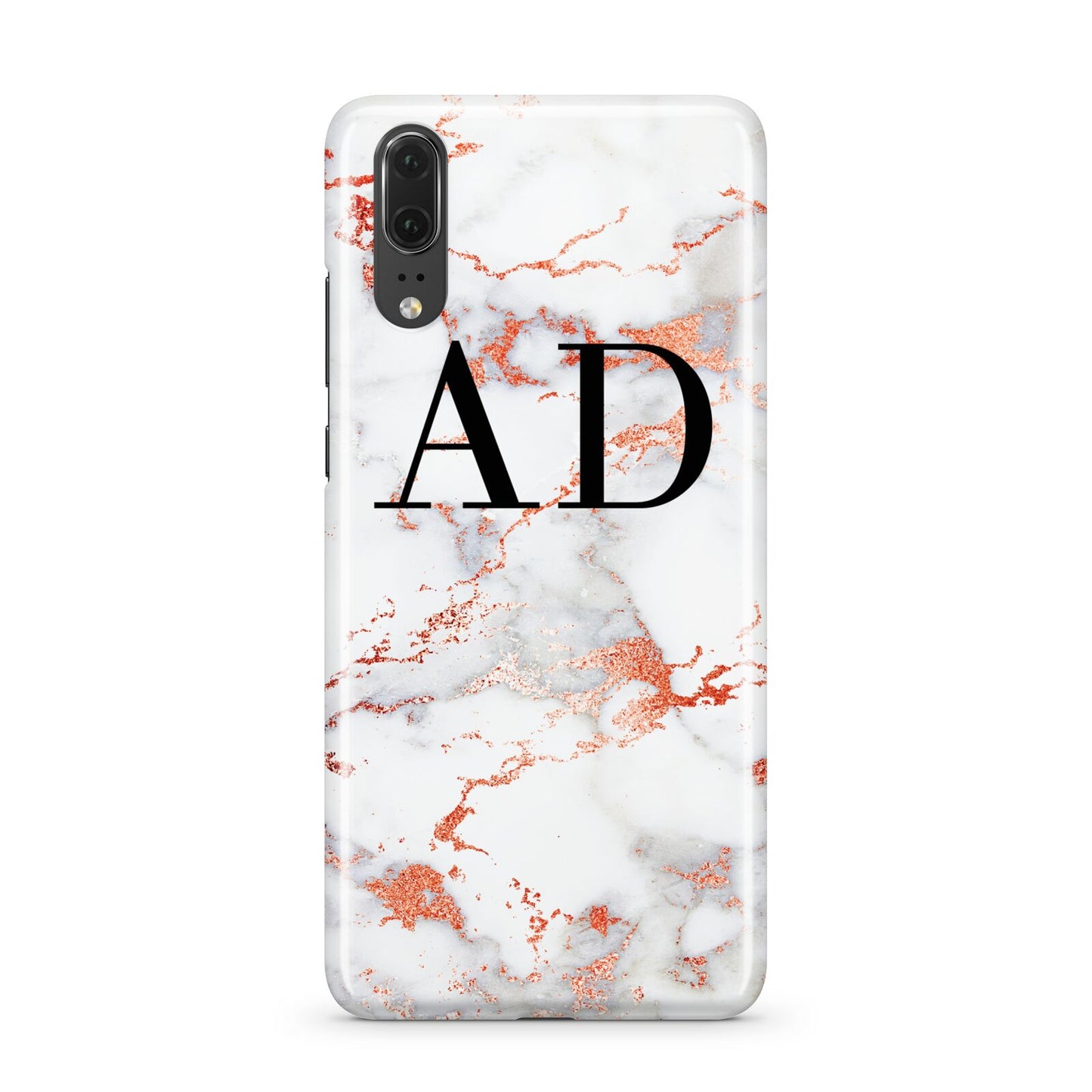 Personalised Rose Gold Marble Initials Huawei P20 Phone Case