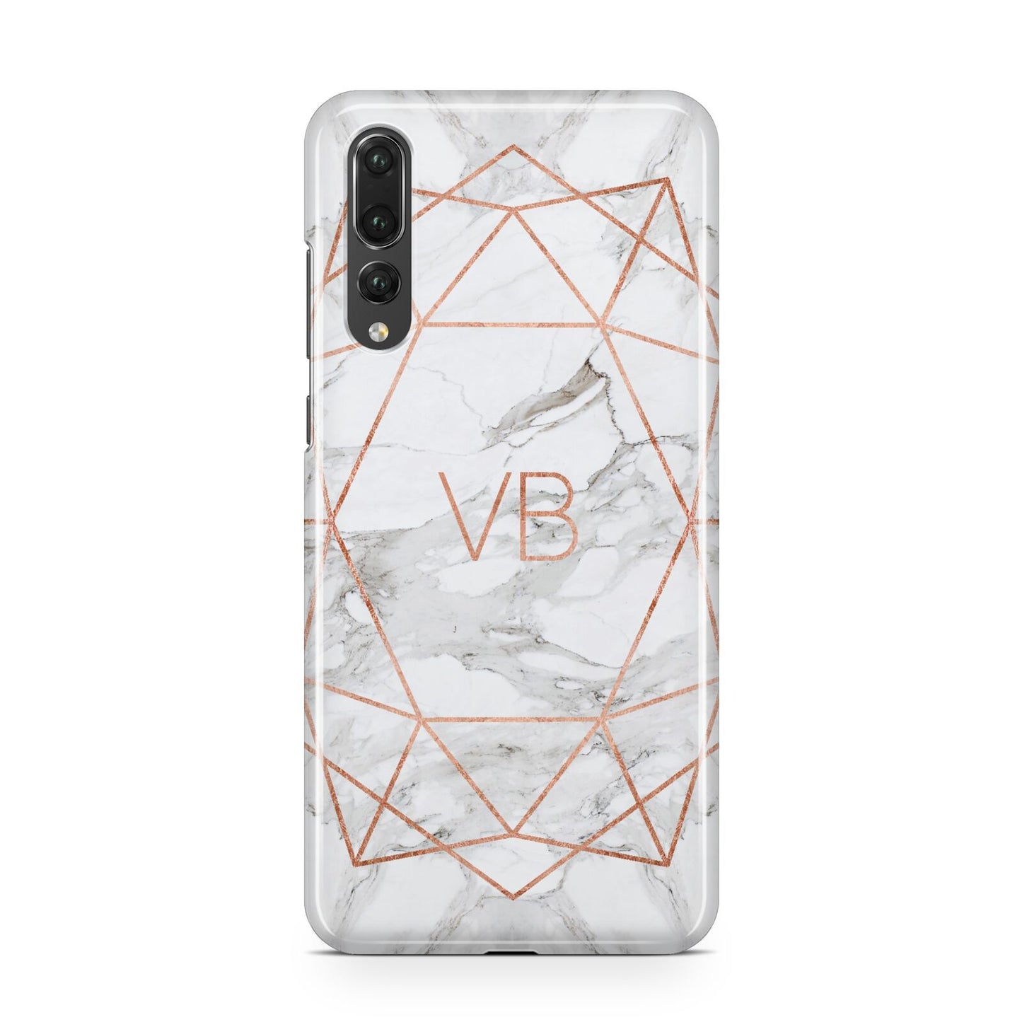 Personalised Rose Gold Marble Initials Huawei P20 Pro Phone Case