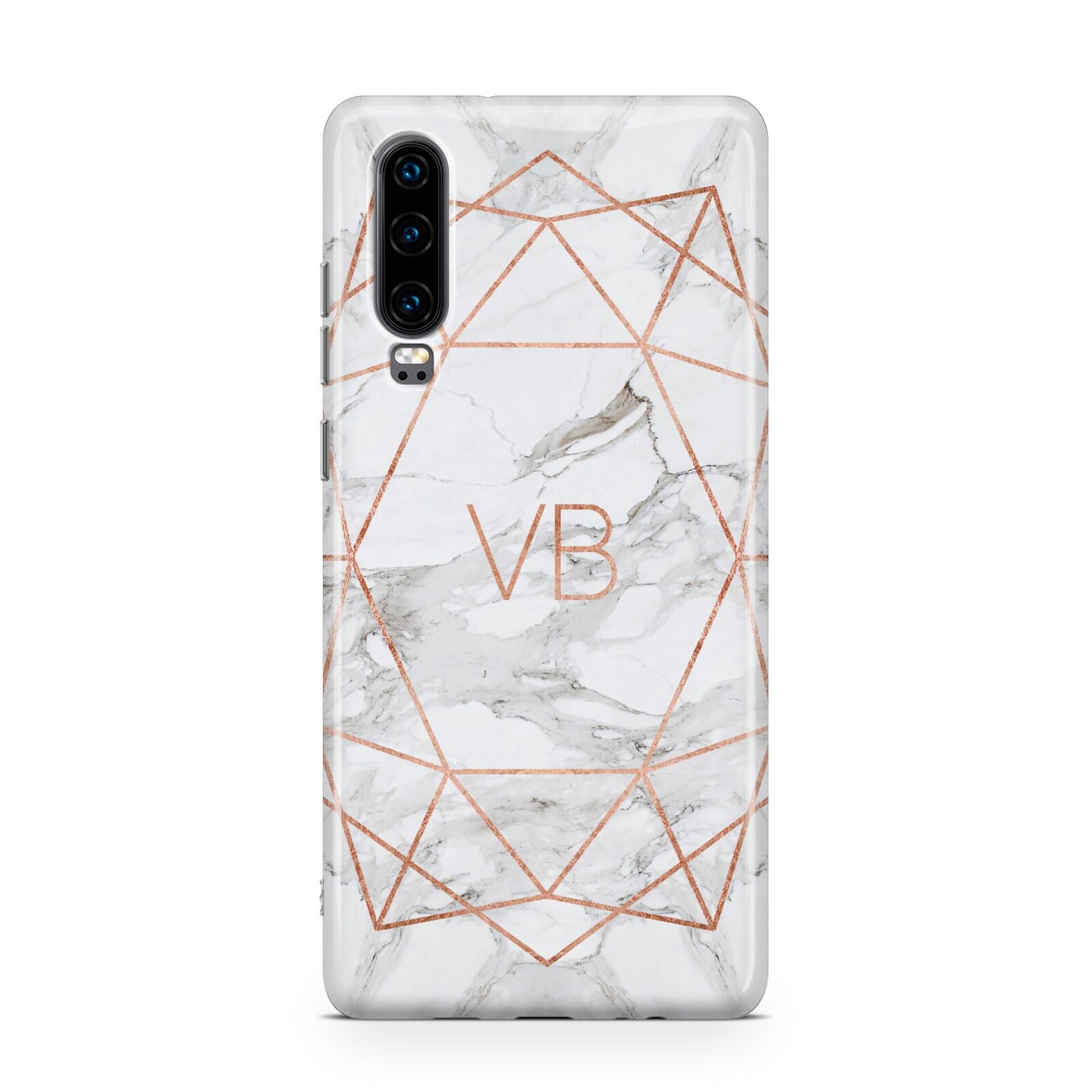 Personalised Rose Gold Marble Initials Huawei P30 Phone Case