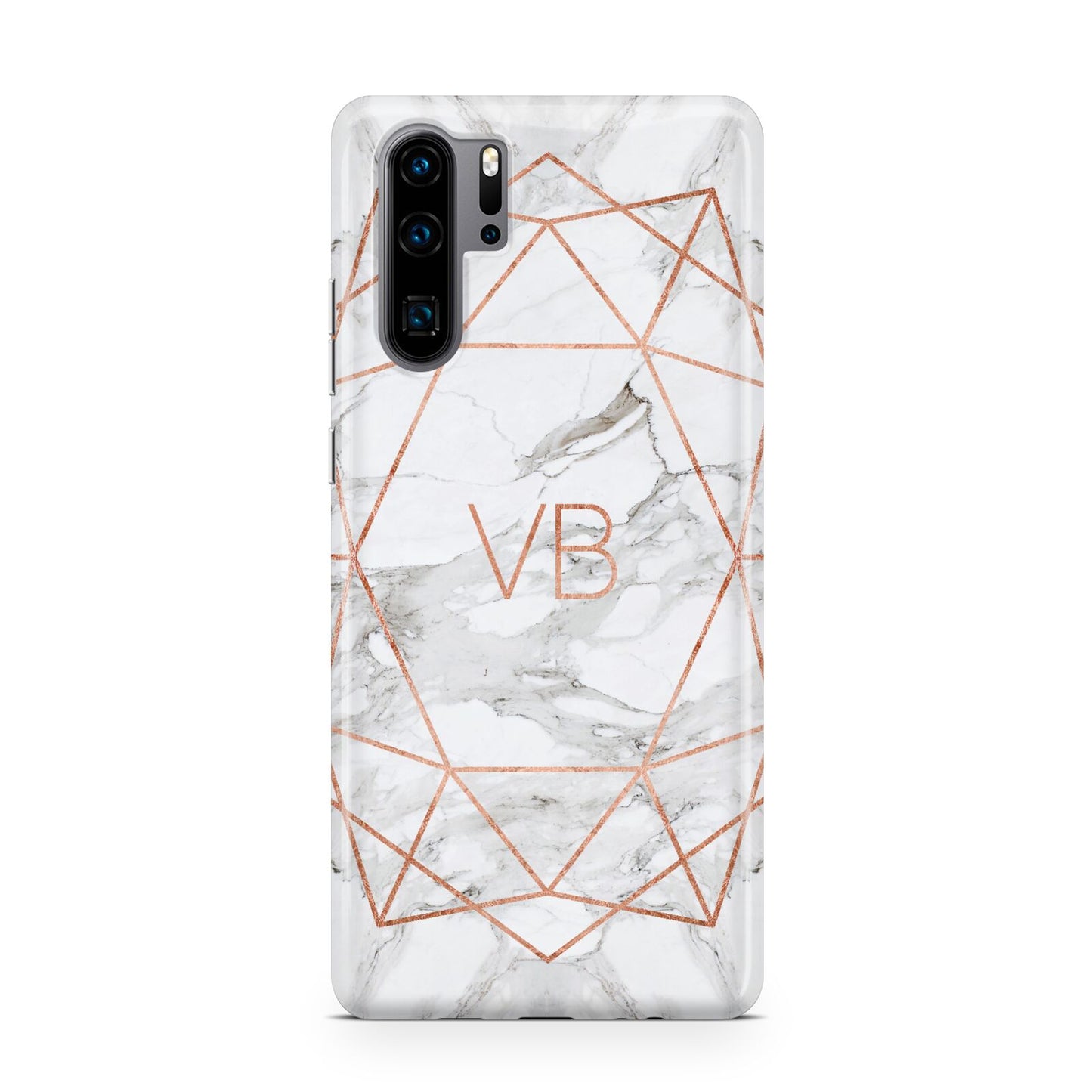 Personalised Rose Gold Marble Initials Huawei P30 Pro Phone Case