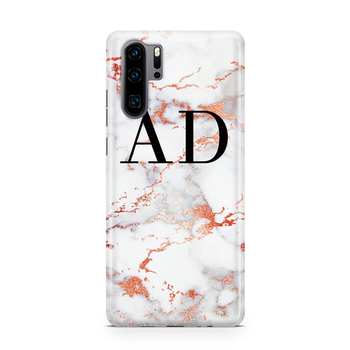 Personalised Rose Gold Marble Initials Huawei P30 Pro Phone Case
