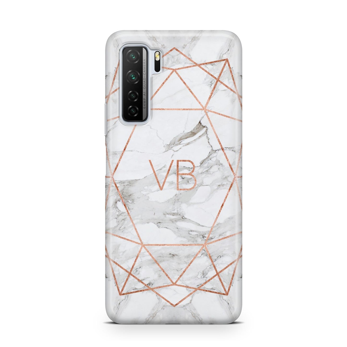 Personalised Rose Gold Marble Initials Huawei P40 Lite 5G Phone Case