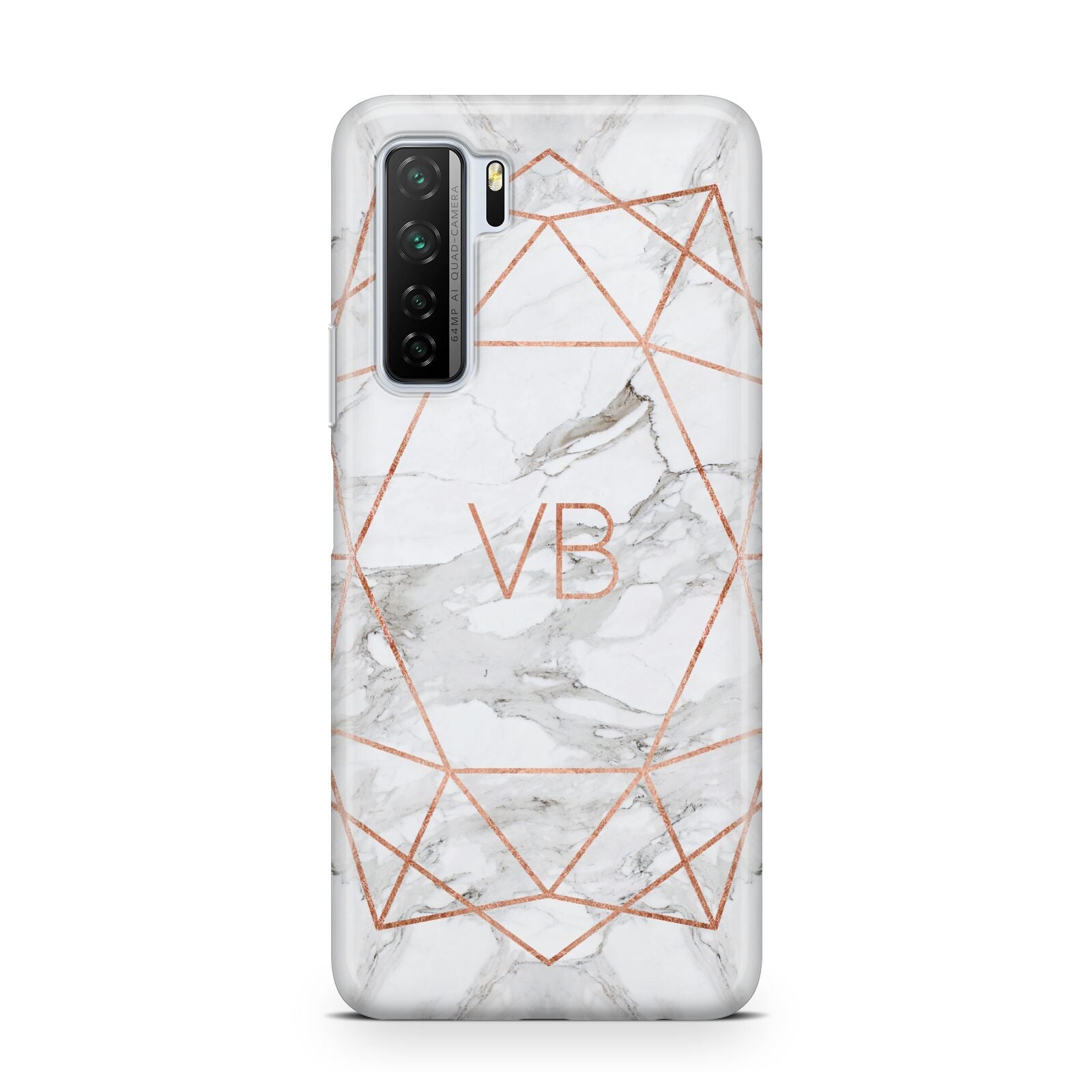 Personalised Rose Gold Marble Initials Huawei P40 Lite 5G Phone Case