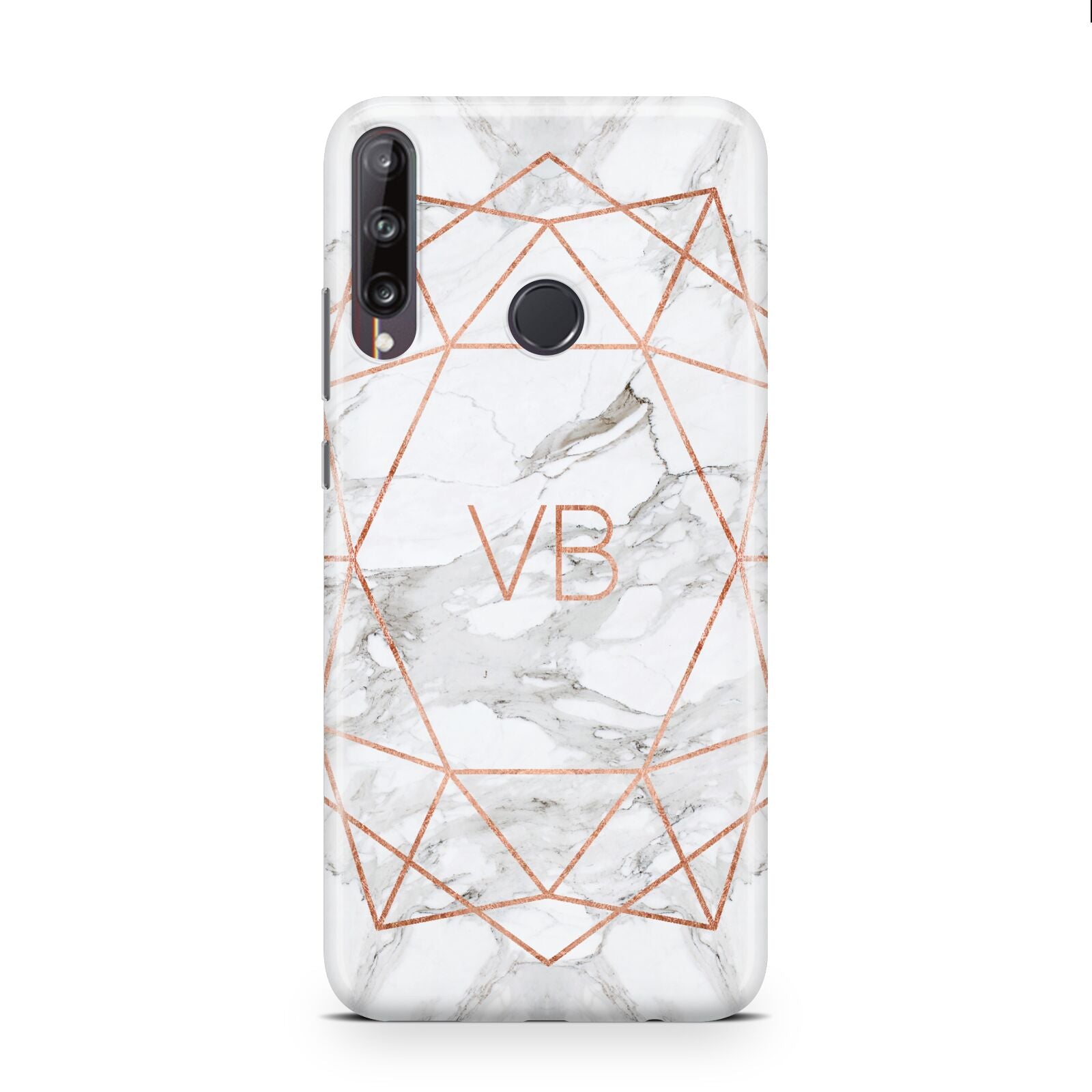 Personalised Rose Gold Marble Initials Huawei P40 Lite E Phone Case