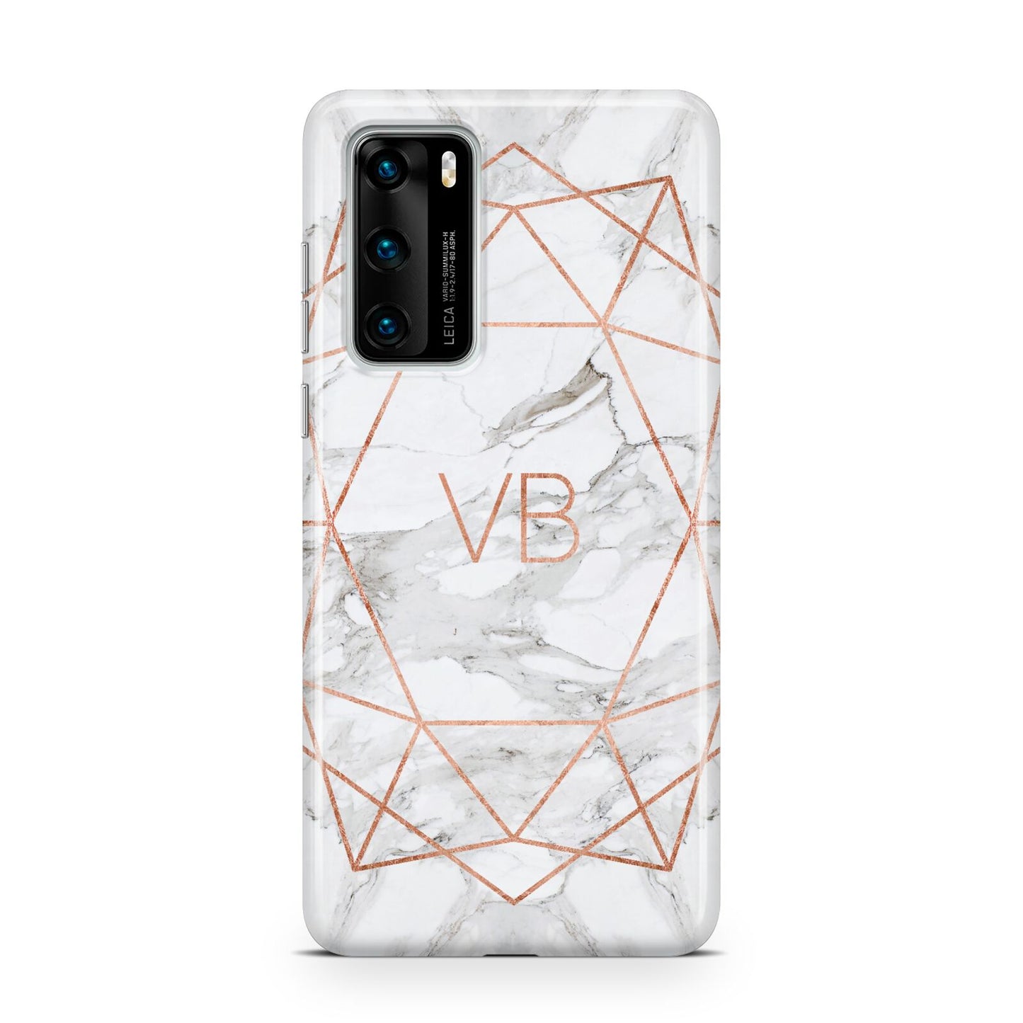 Personalised Rose Gold Marble Initials Huawei P40 Phone Case