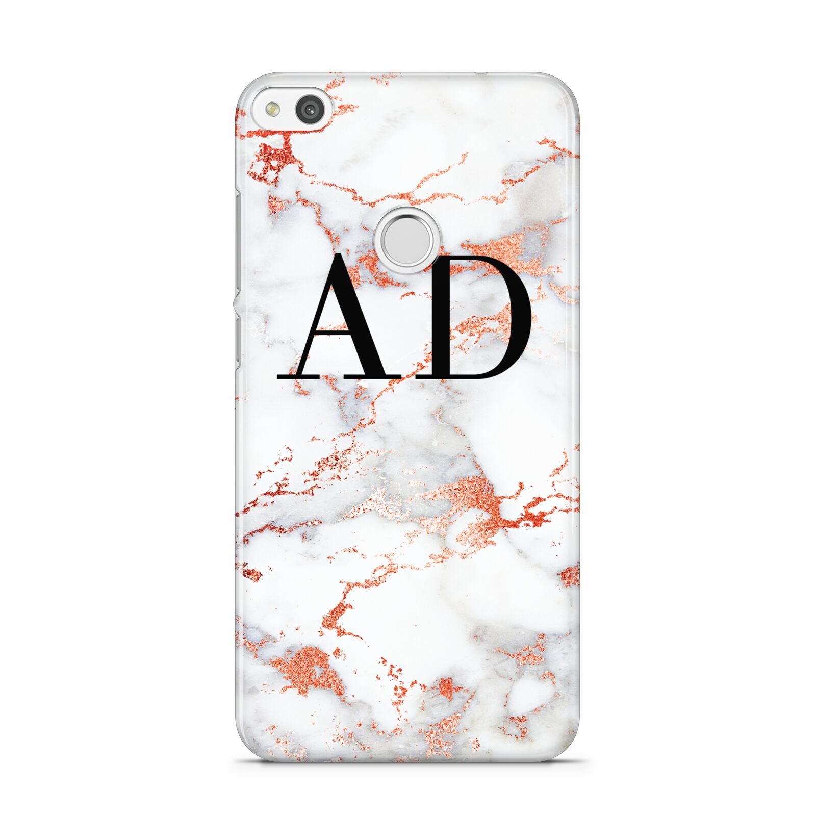 Personalised Rose Gold Marble Initials Huawei P8 Lite Case