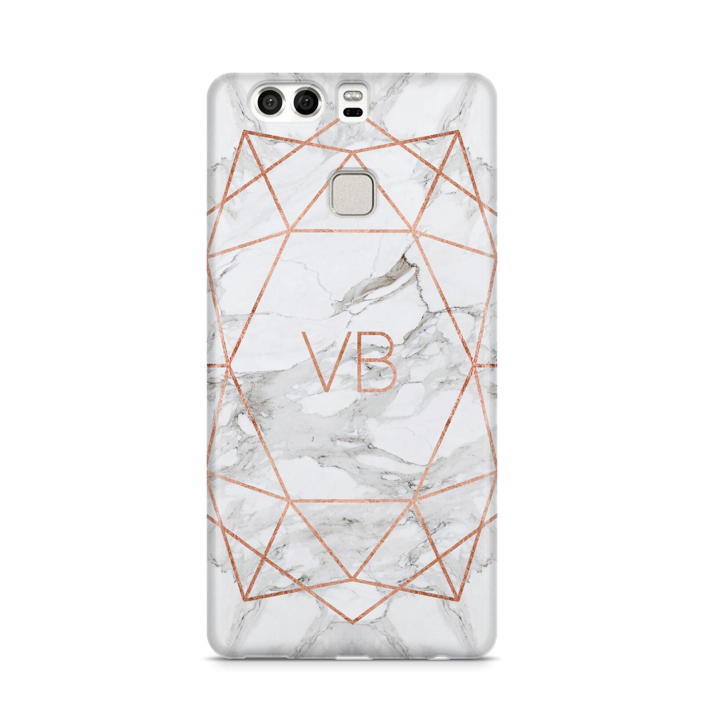 Personalised Rose Gold Marble Initials Huawei P9 Case