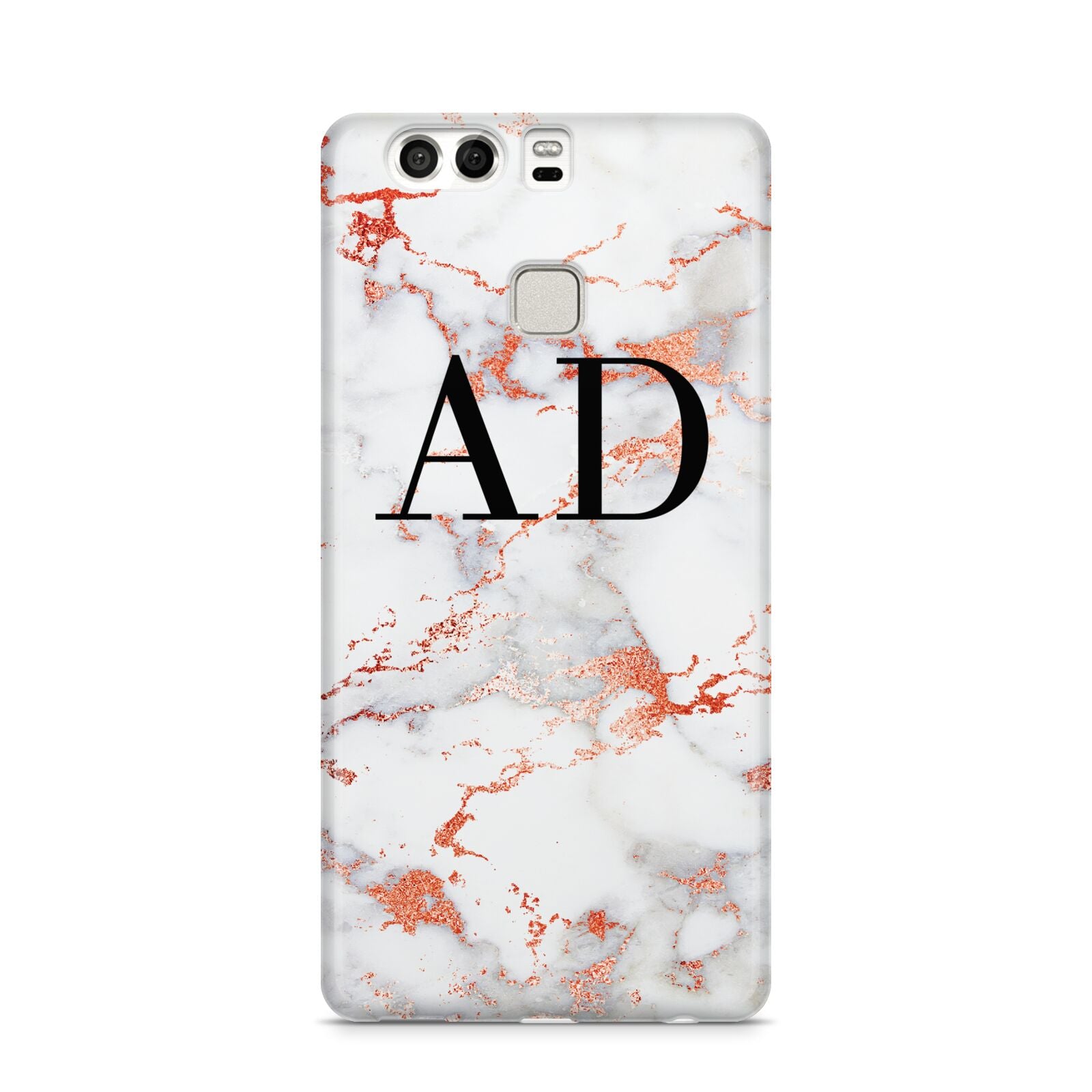 Personalised Rose Gold Marble Initials Huawei P9 Case