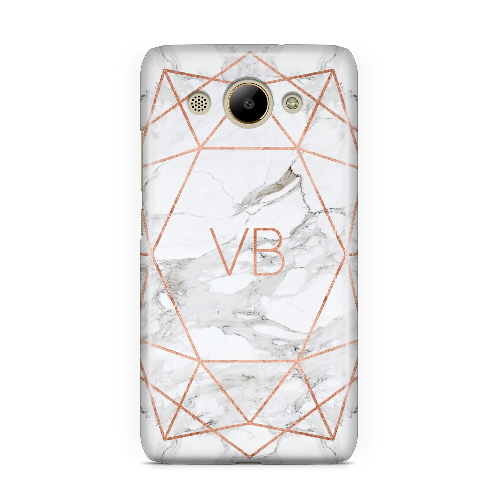 Personalised Rose Gold Marble Initials Huawei Y3 2017