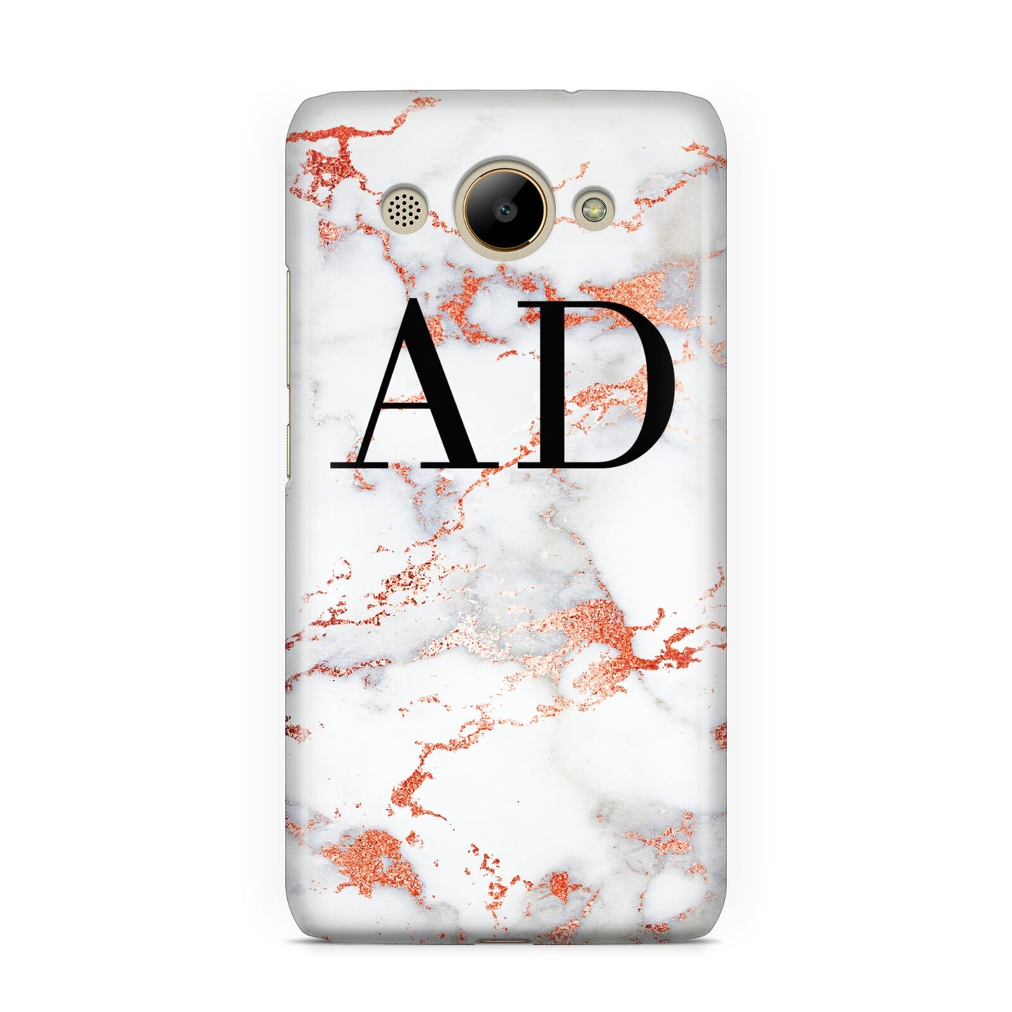 Personalised Rose Gold Marble Initials Huawei Y3 2017