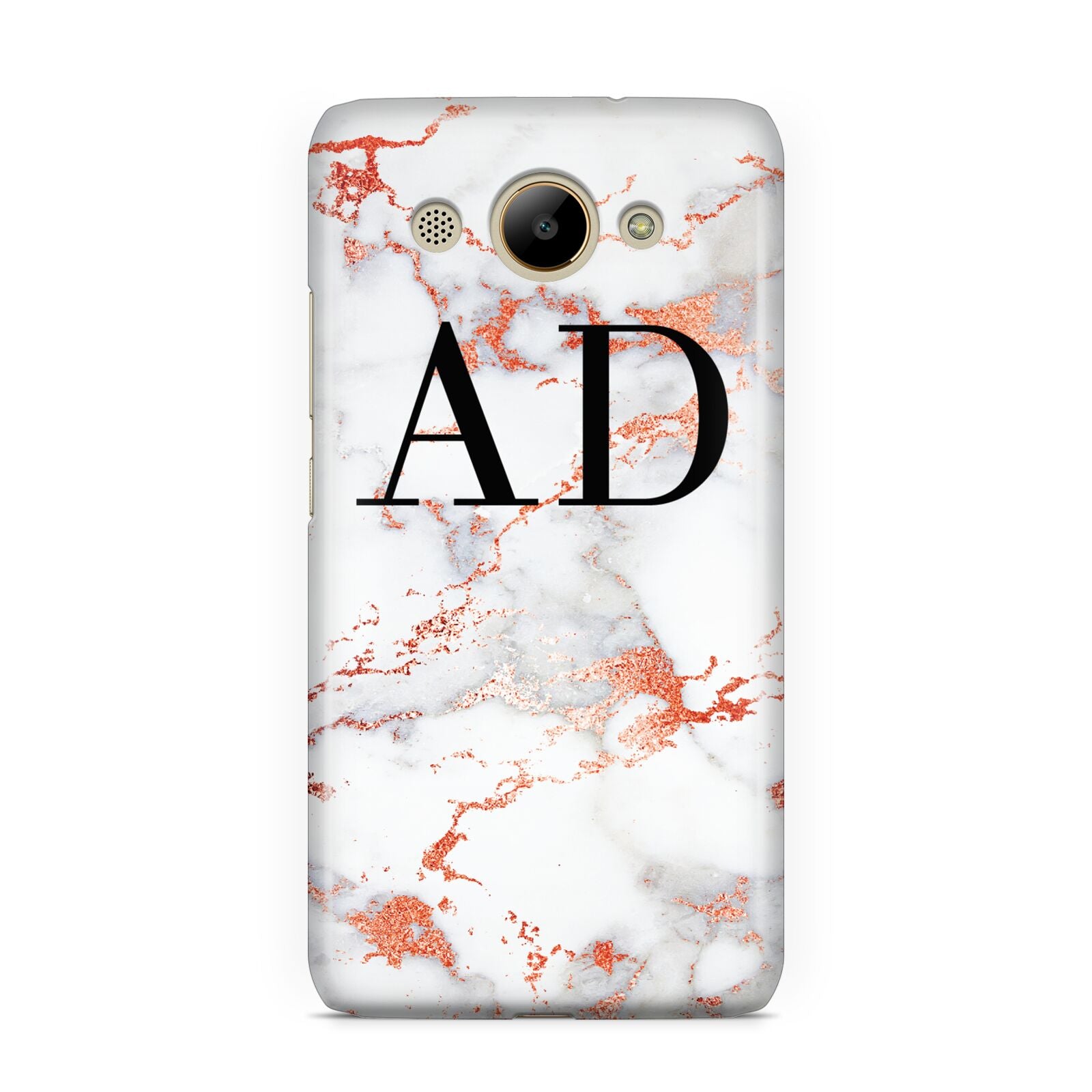 Personalised Rose Gold Marble Initials Huawei Y3 2017