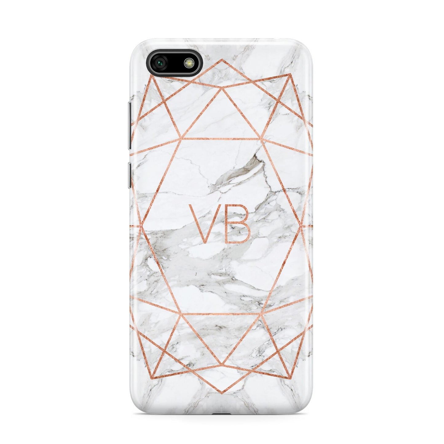 Personalised Rose Gold Marble Initials Huawei Y5 Prime 2018 Phone Case