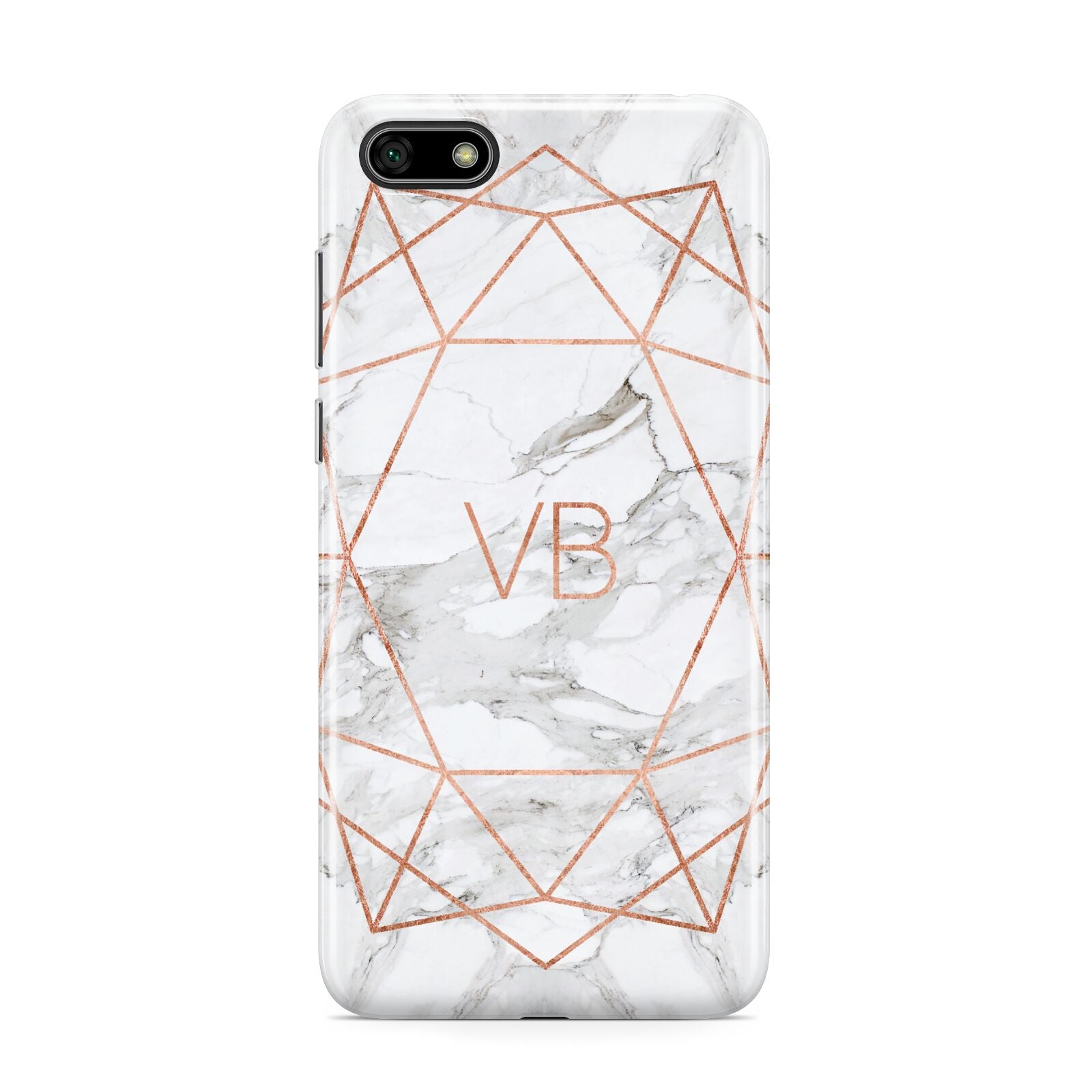 Personalised Rose Gold Marble Initials Huawei Y5 Prime 2018 Phone Case