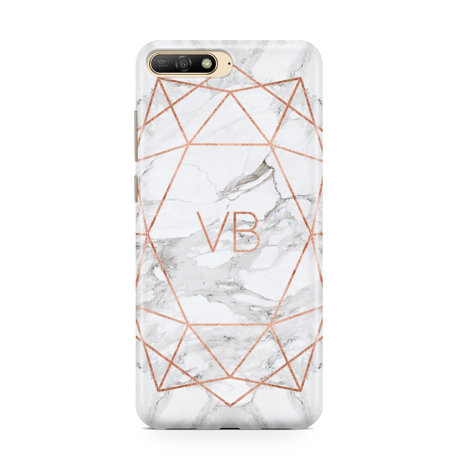 Personalised Rose Gold Marble Initials Huawei Y6 2018