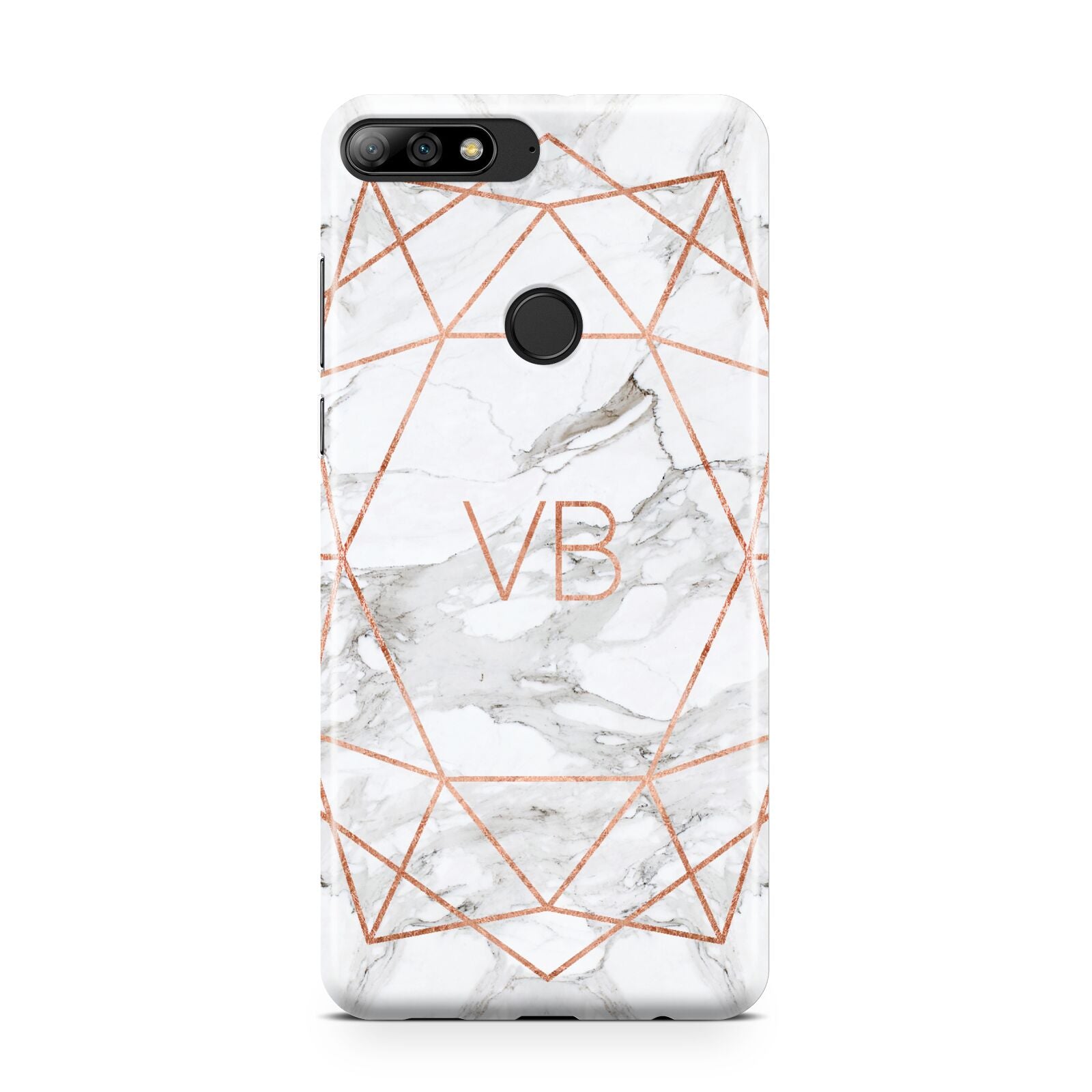 Personalised Rose Gold Marble Initials Huawei Y7 2018