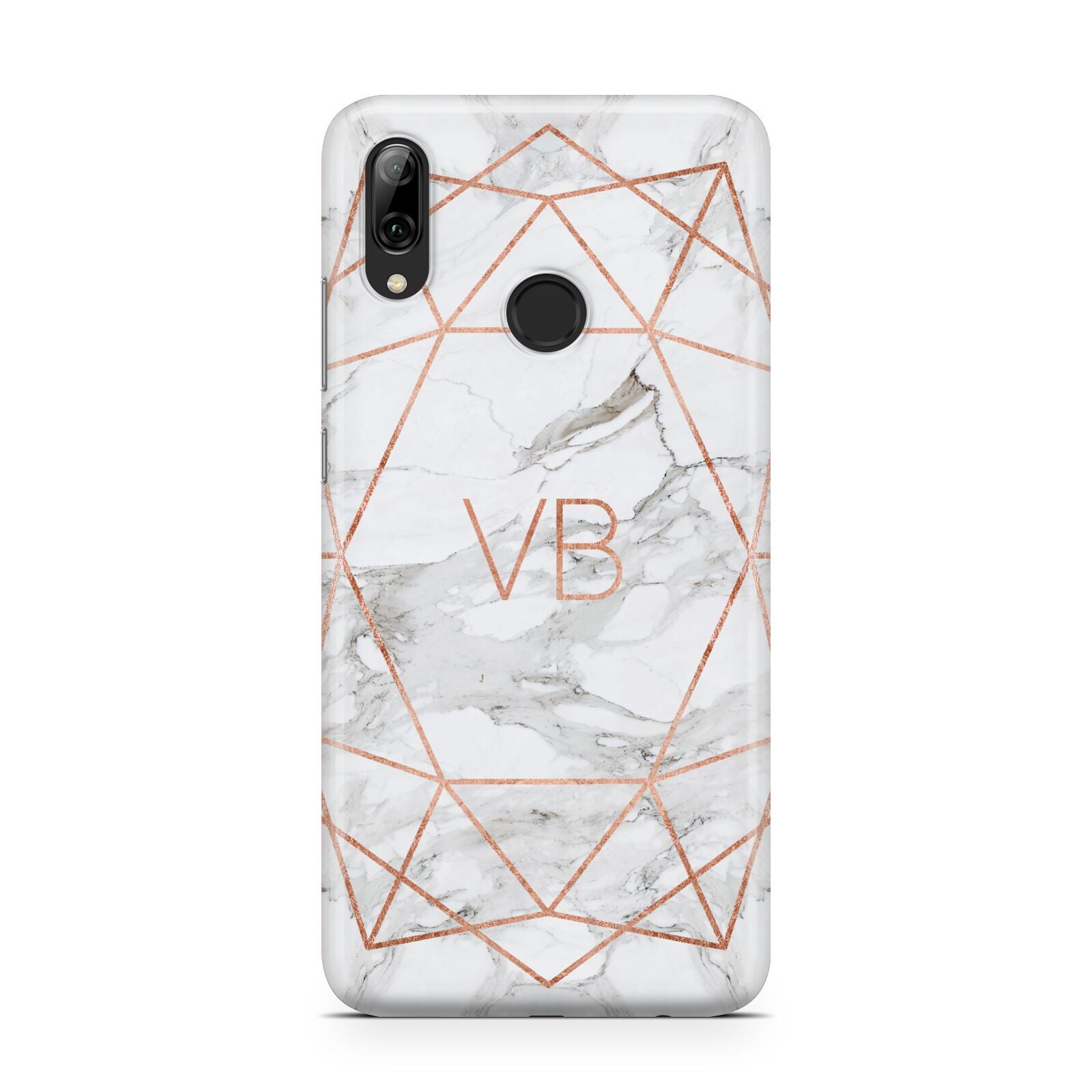 Personalised Rose Gold Marble Initials Huawei Y7 2019