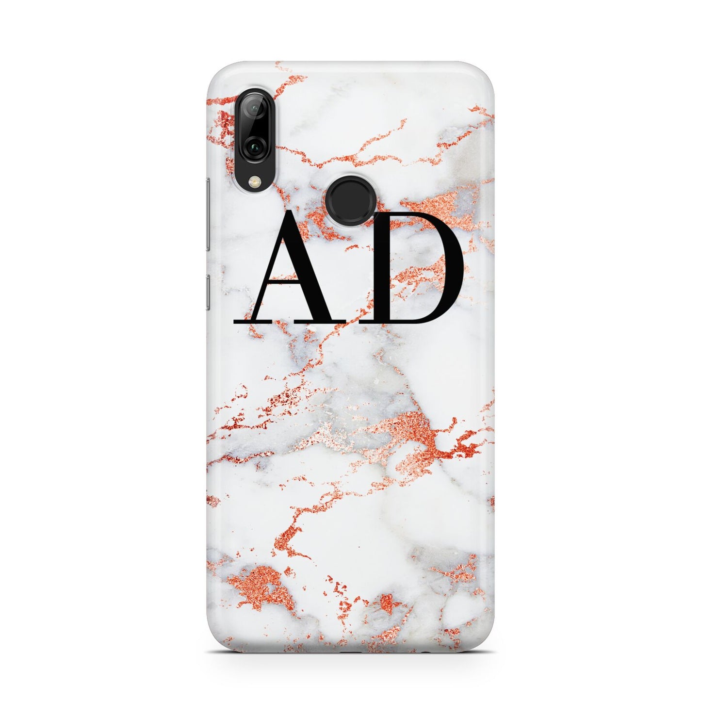 Personalised Rose Gold Marble Initials Huawei Y7 2019