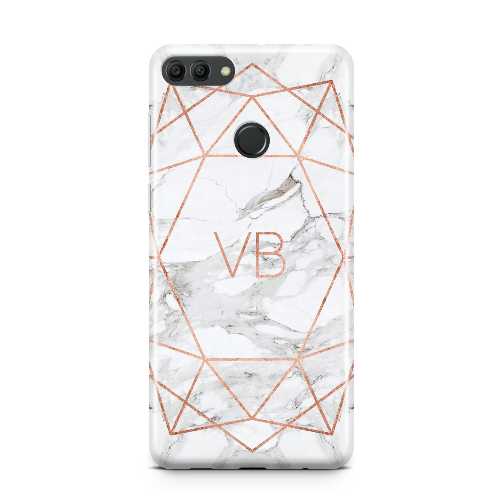 Personalised Rose Gold Marble Initials Huawei Y9 2018