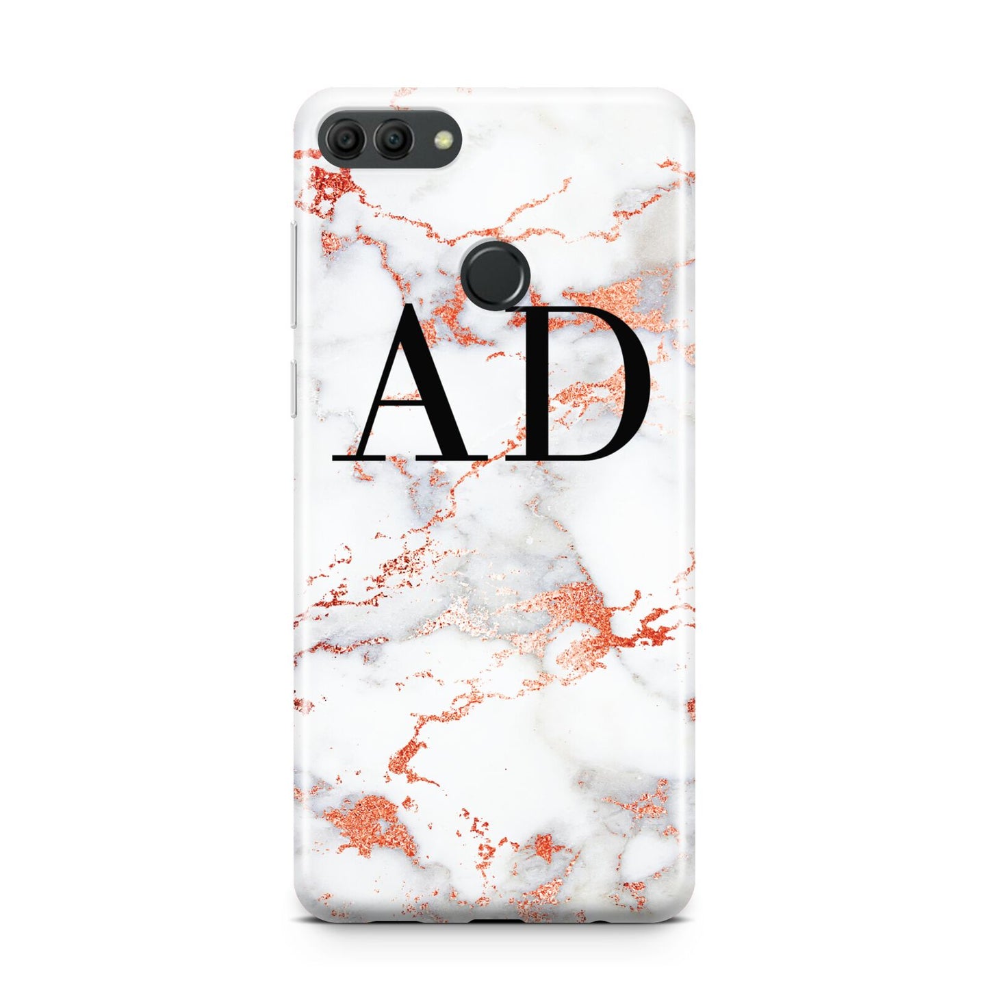 Personalised Rose Gold Marble Initials Huawei Y9 2018