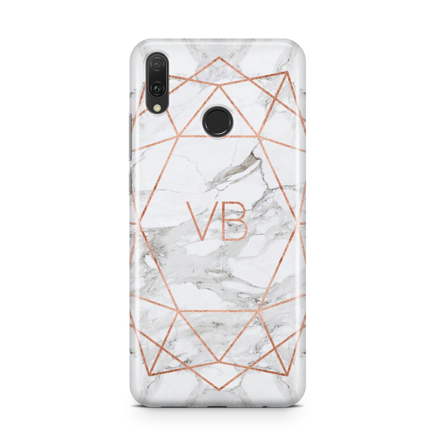 Personalised Rose Gold Marble Initials Huawei Y9 2019