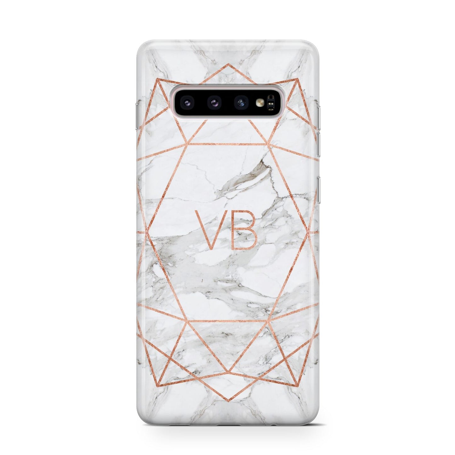 Personalised Rose Gold Marble Initials Protective Samsung Galaxy Case