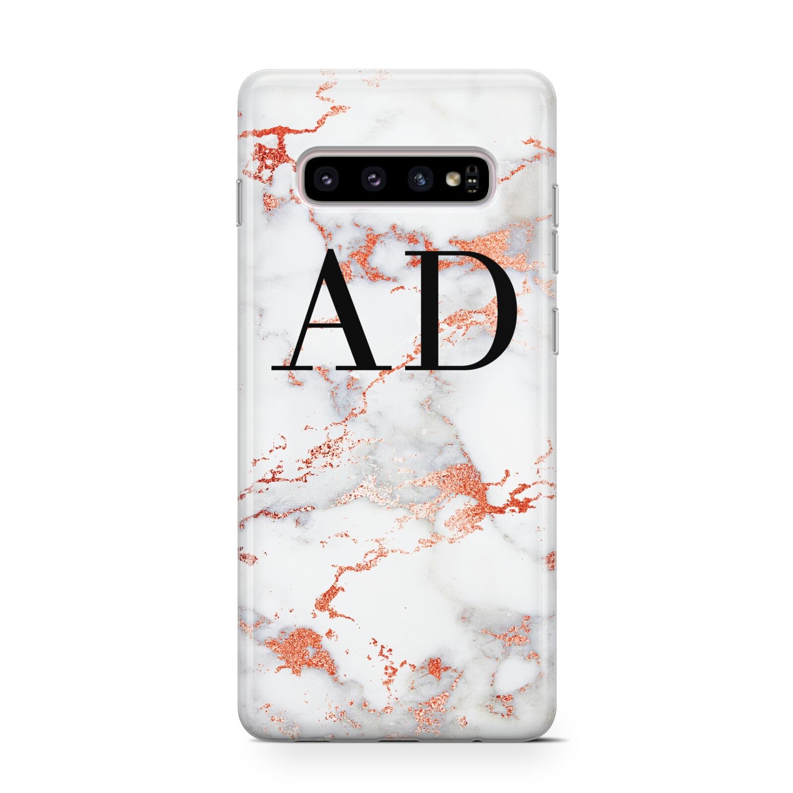 Personalised Rose Gold Marble Initials Protective Samsung Galaxy Case