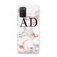 Personalised Rose Gold Marble Initials Samsung A02s Case