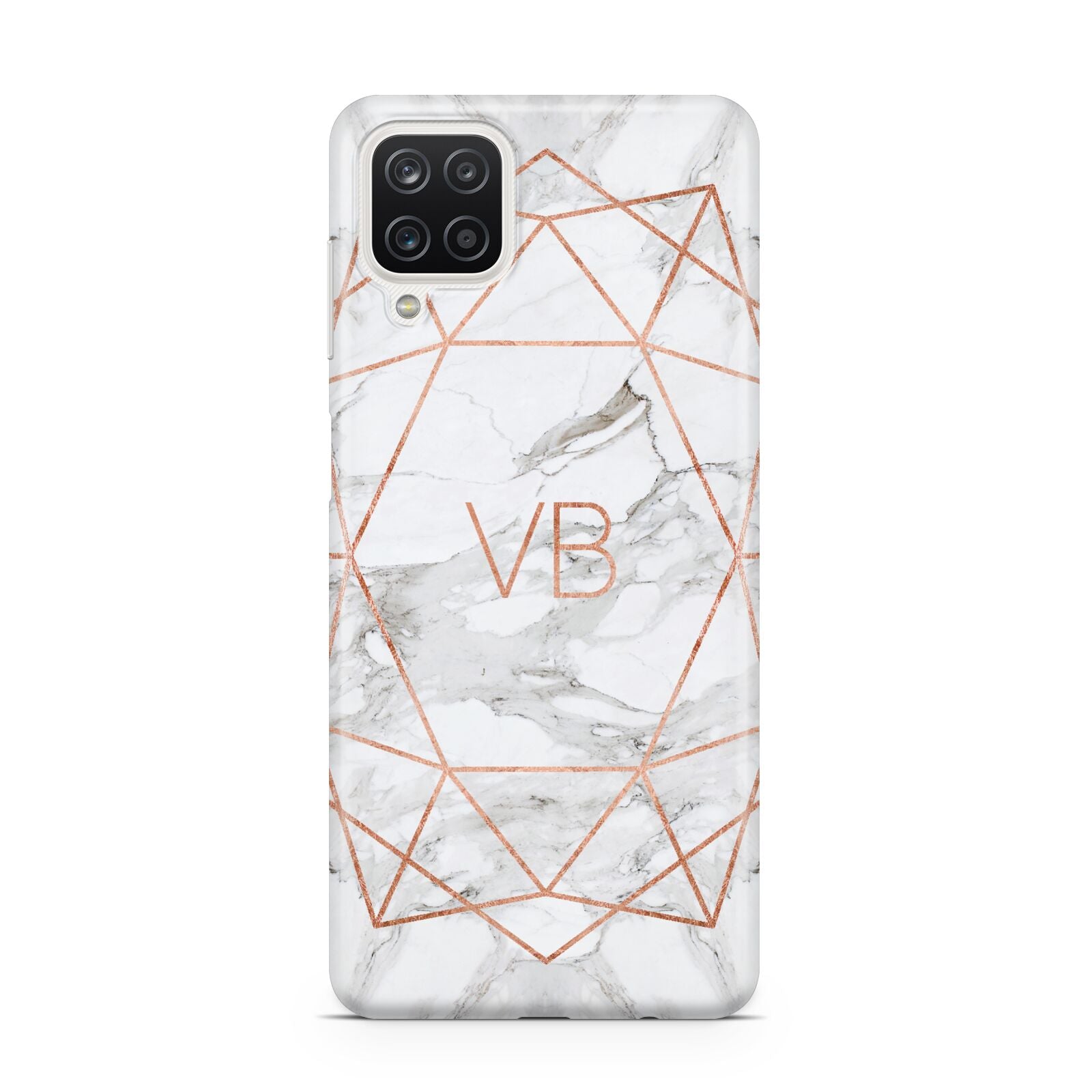 Personalised Rose Gold Marble Initials Samsung A12 Case