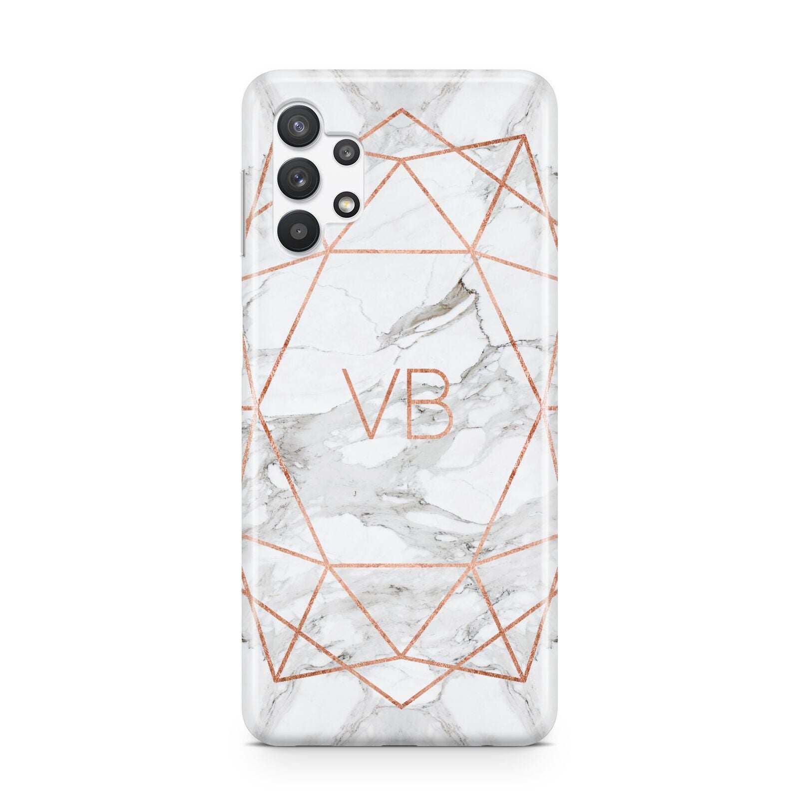 Personalised Rose Gold Marble Initials Samsung A32 5G Case