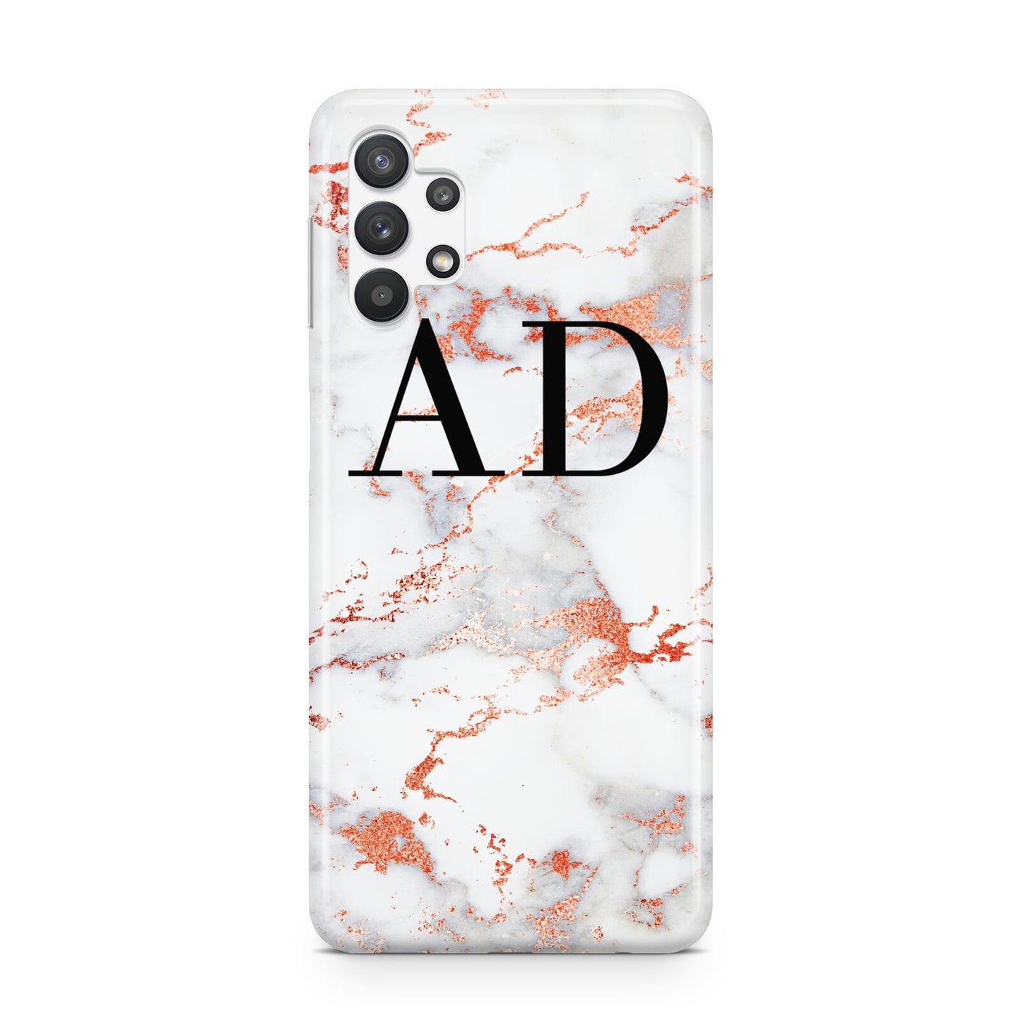Personalised Rose Gold Marble Initials Samsung A32 5G Case