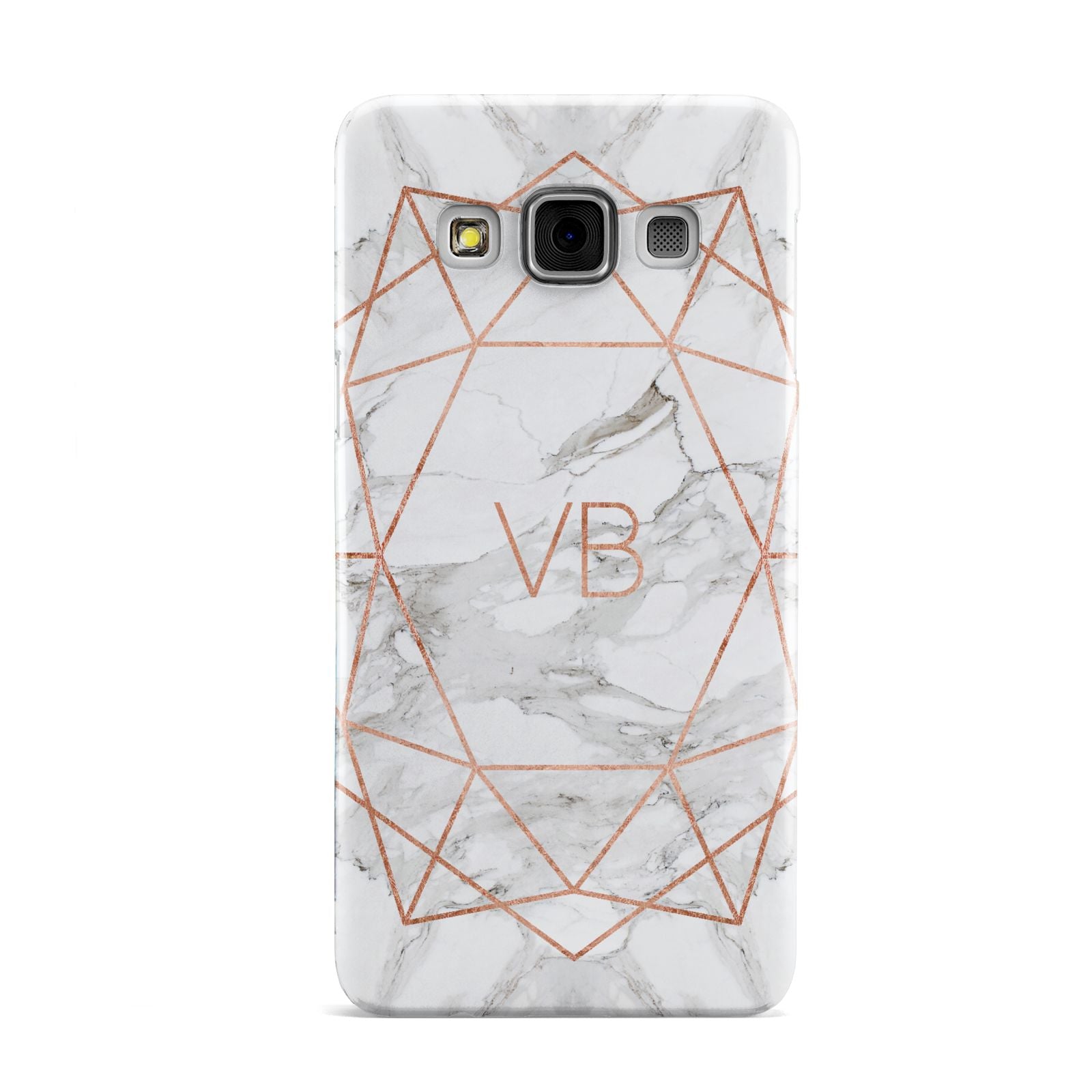 Personalised Rose Gold Marble Initials Samsung Galaxy A3 Case