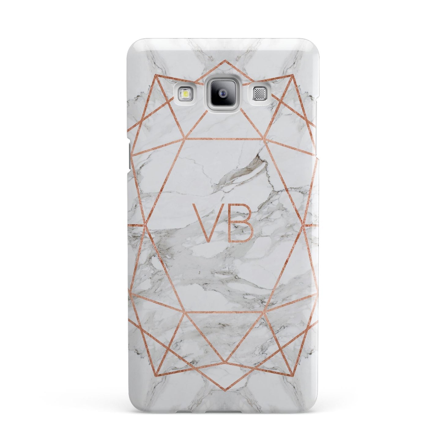 Personalised Rose Gold Marble Initials Samsung Galaxy A7 2015 Case