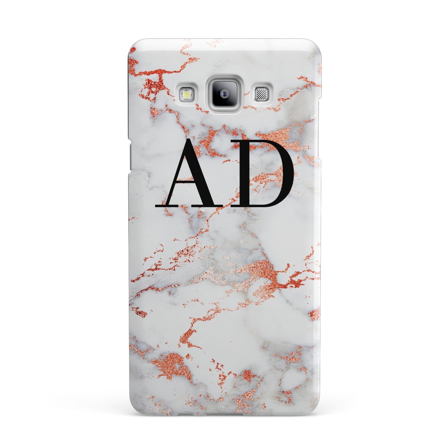 Personalised Rose Gold Marble Initials Samsung Galaxy A7 2015 Case