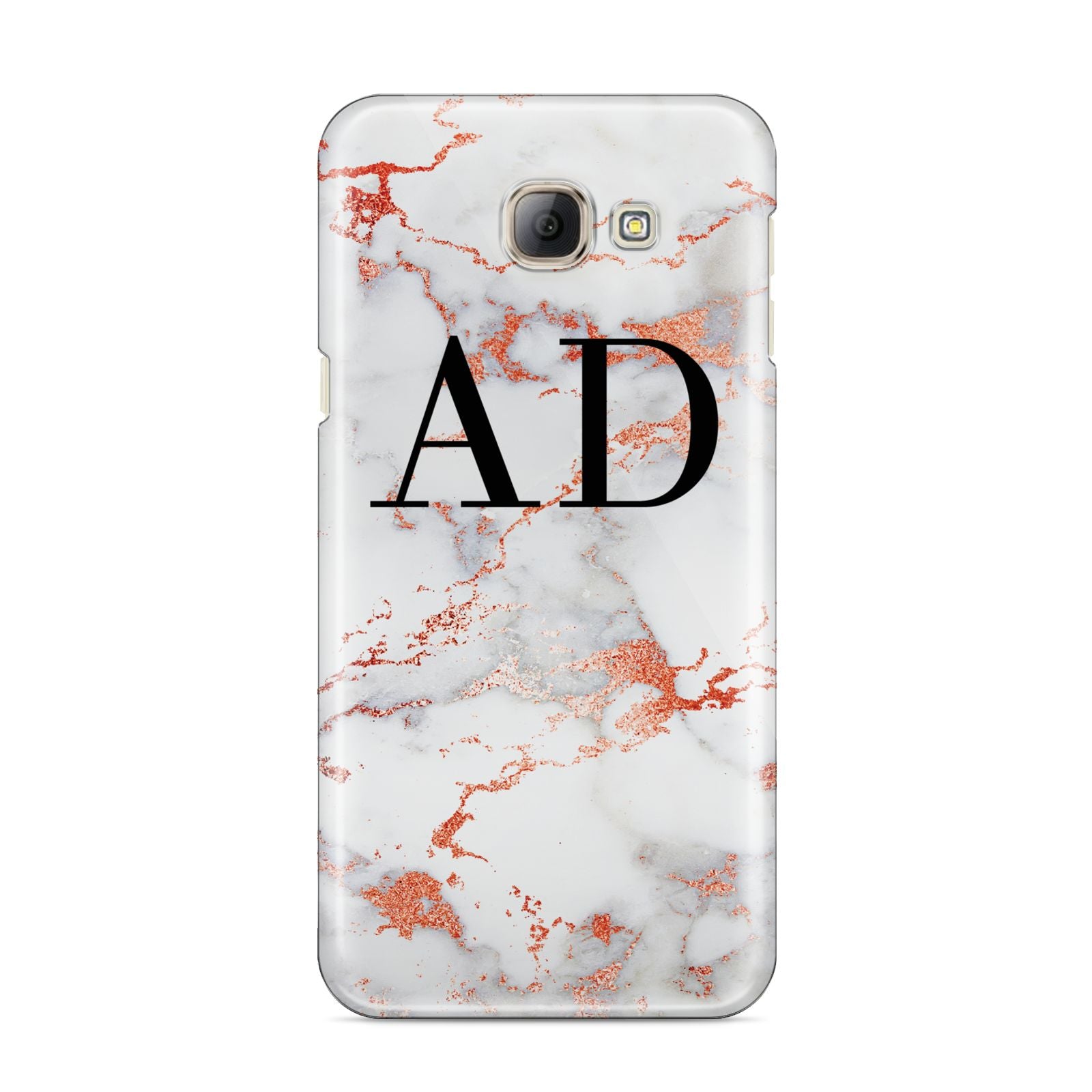 Personalised Rose Gold Marble Initials Samsung Galaxy A8 2016 Case