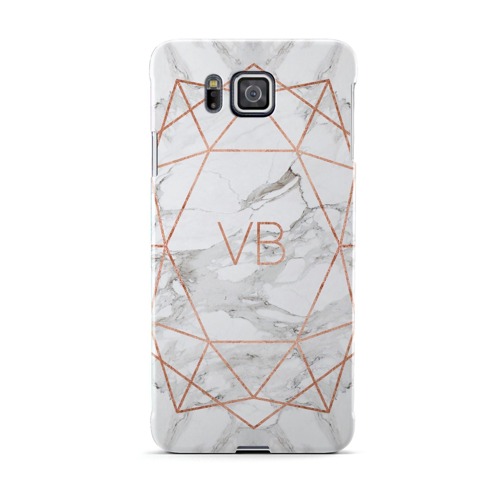 Personalised Rose Gold Marble Initials Samsung Galaxy Alpha Case