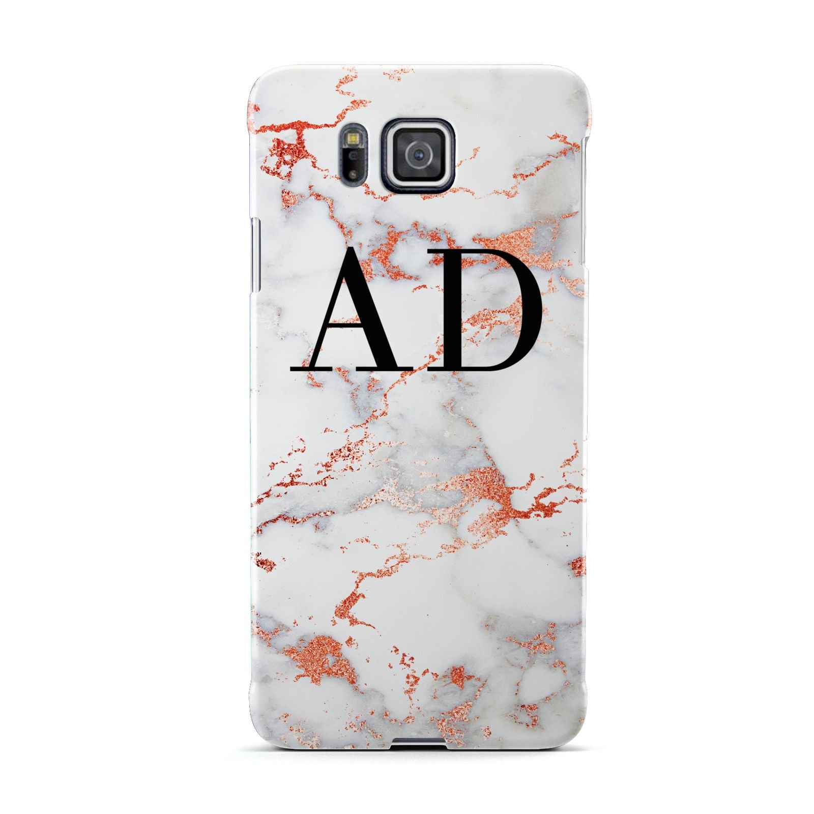 Personalised Rose Gold Marble Initials Samsung Galaxy Alpha Case