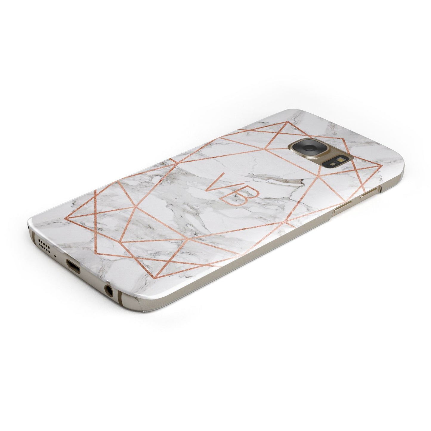 Personalised Rose Gold Marble Initials Samsung Galaxy Case Bottom Cutout