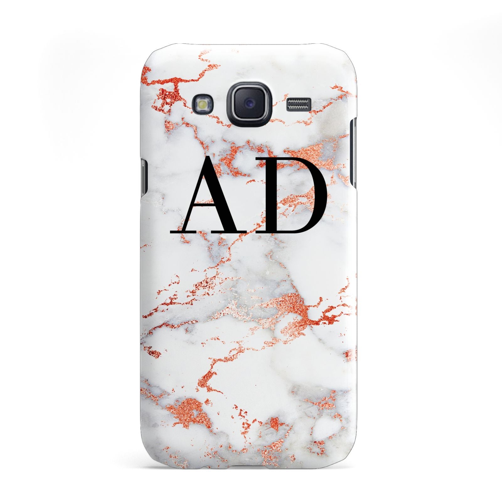 Personalised Rose Gold Marble Initials Samsung Galaxy J5 Case