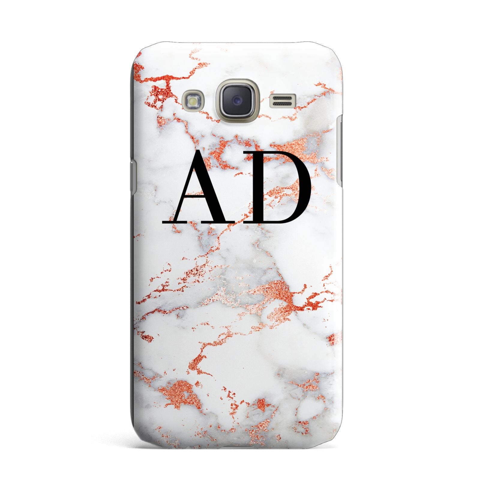 Personalised Rose Gold Marble Initials Samsung Galaxy J7 Case