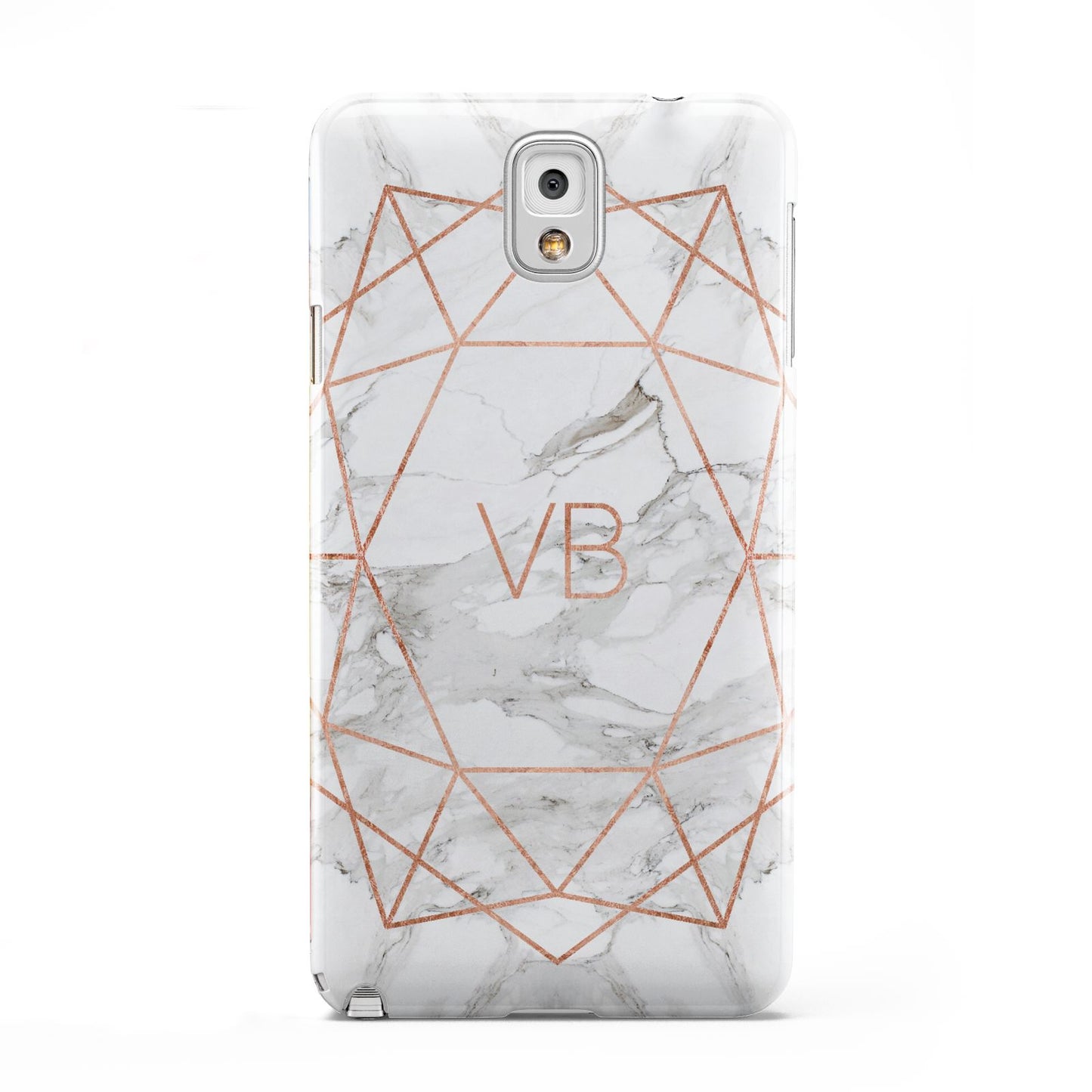 Personalised Rose Gold Marble Initials Samsung Galaxy Note 3 Case