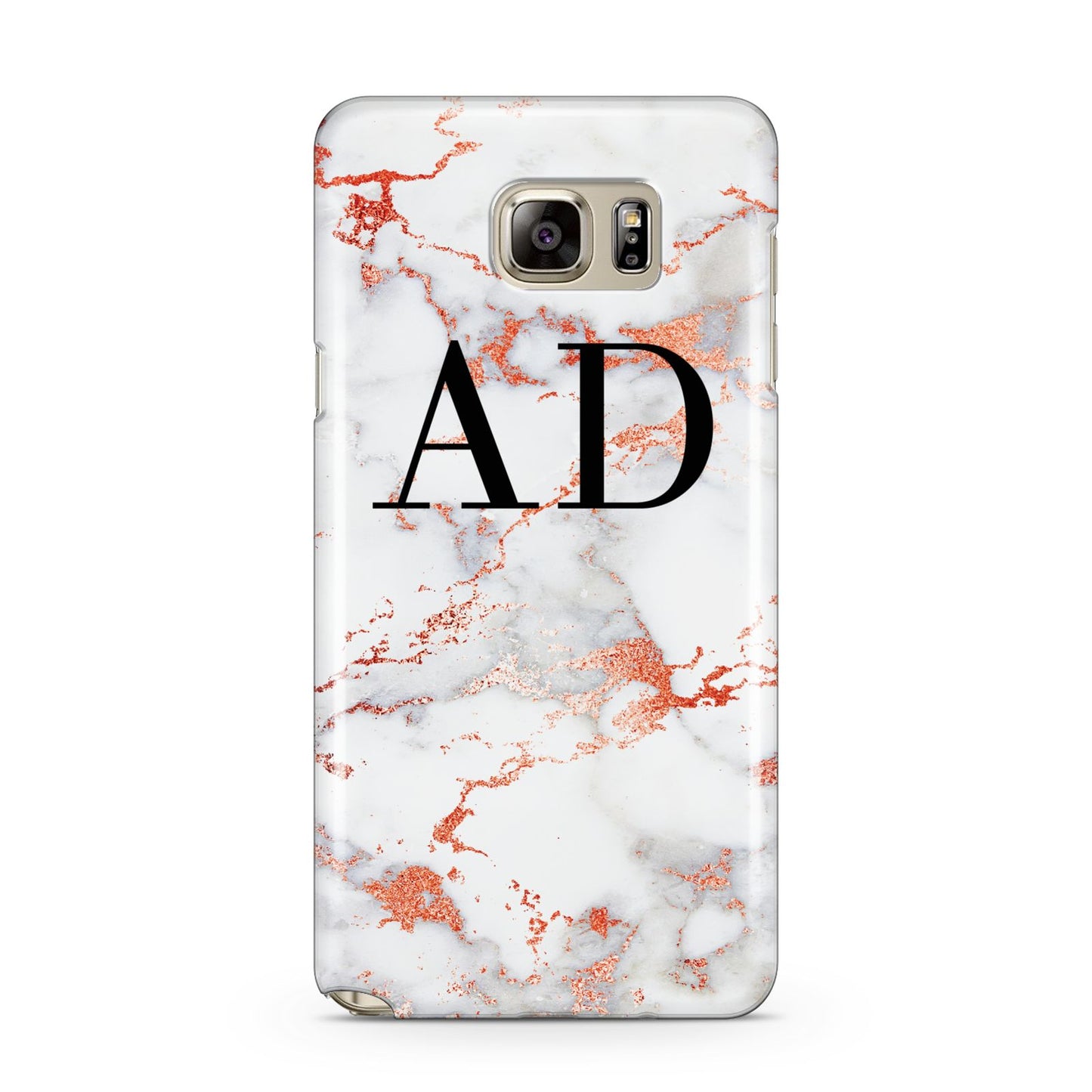 Personalised Rose Gold Marble Initials Samsung Galaxy Note 5 Case