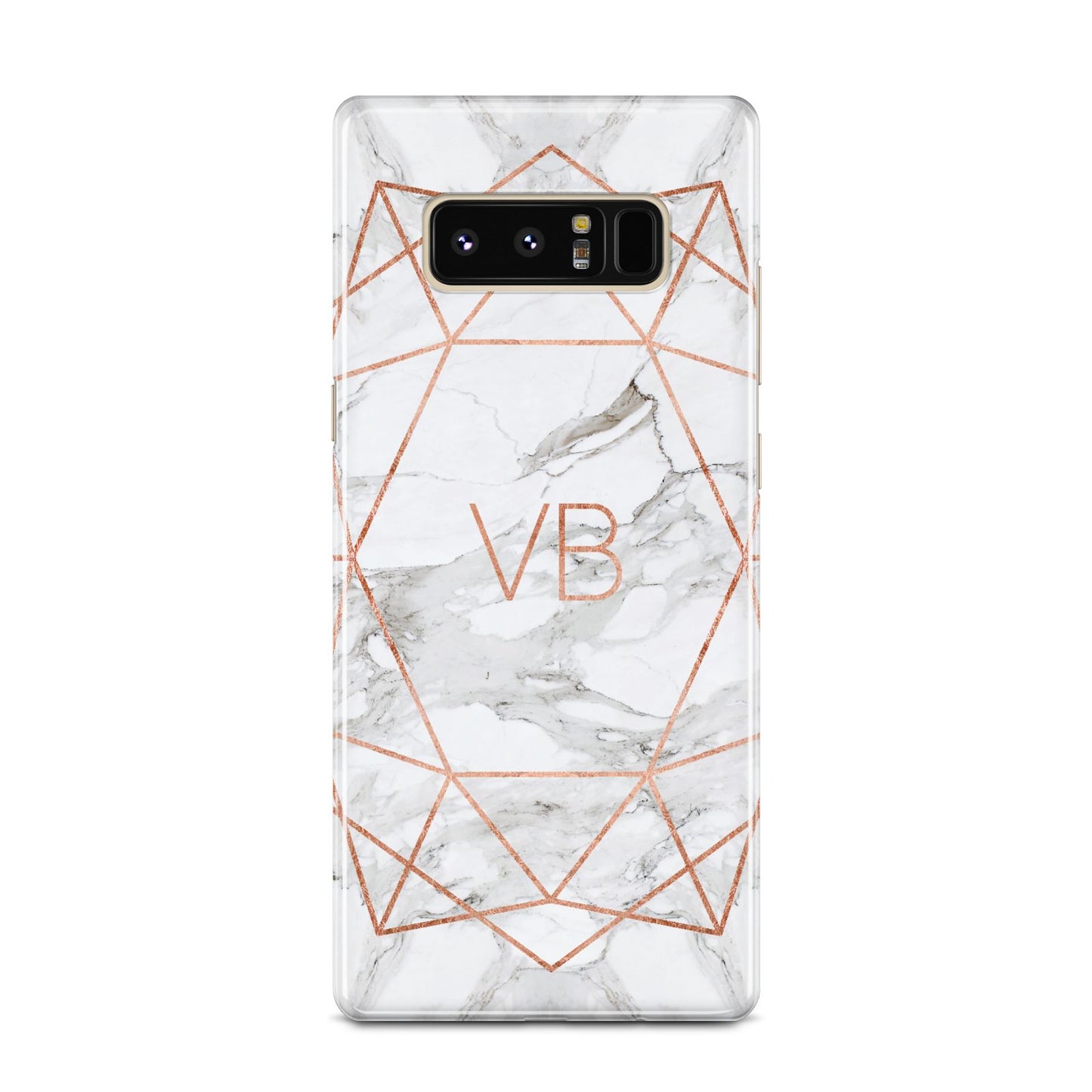 Personalised Rose Gold Marble Initials Samsung Galaxy Note 8 Case
