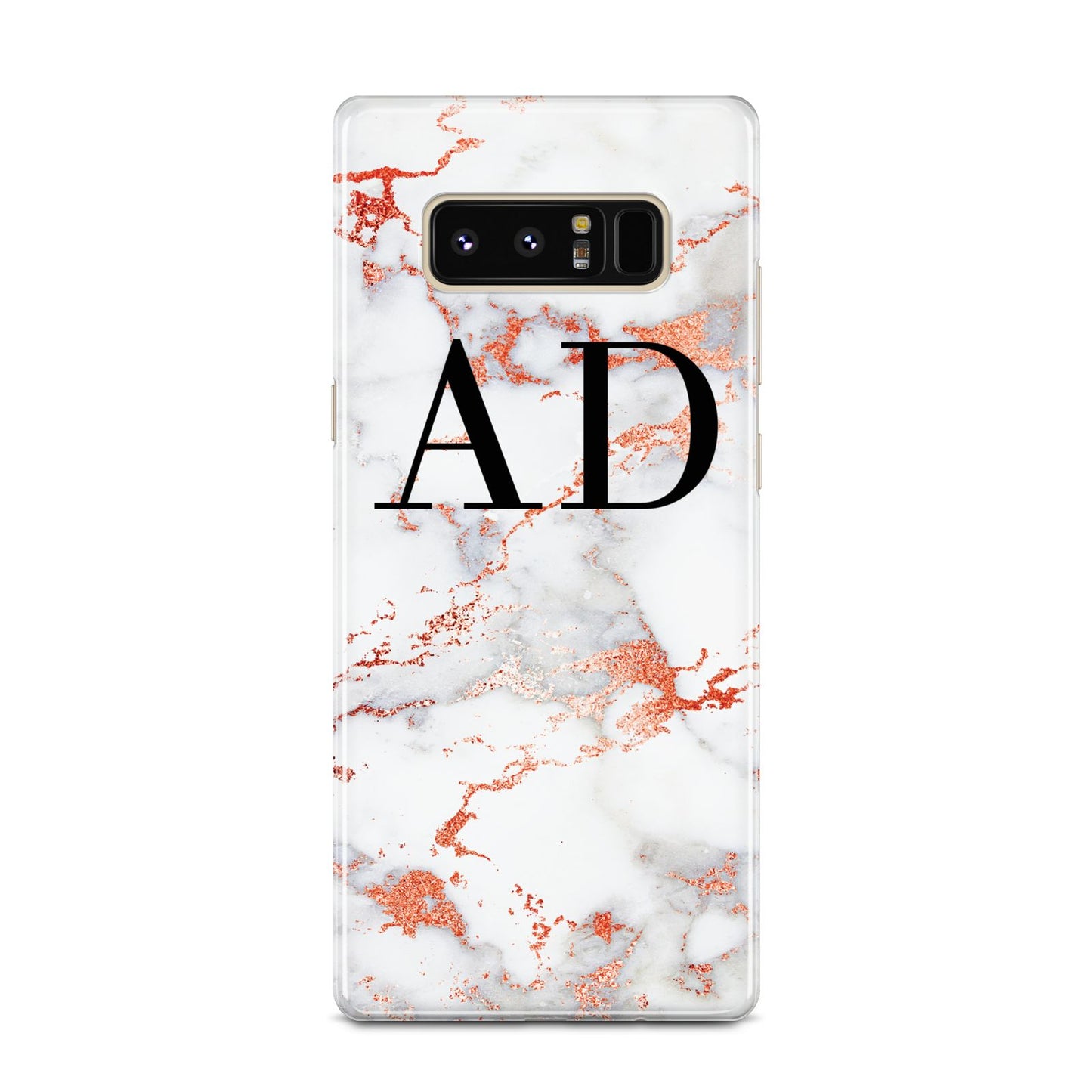 Personalised Rose Gold Marble Initials Samsung Galaxy Note 8 Case