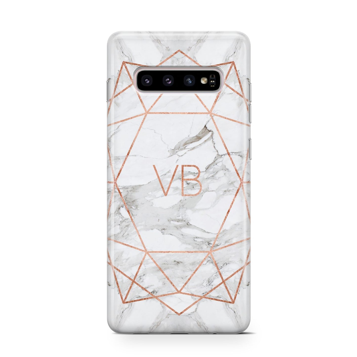 Personalised Rose Gold Marble Initials Samsung Galaxy S10 Case