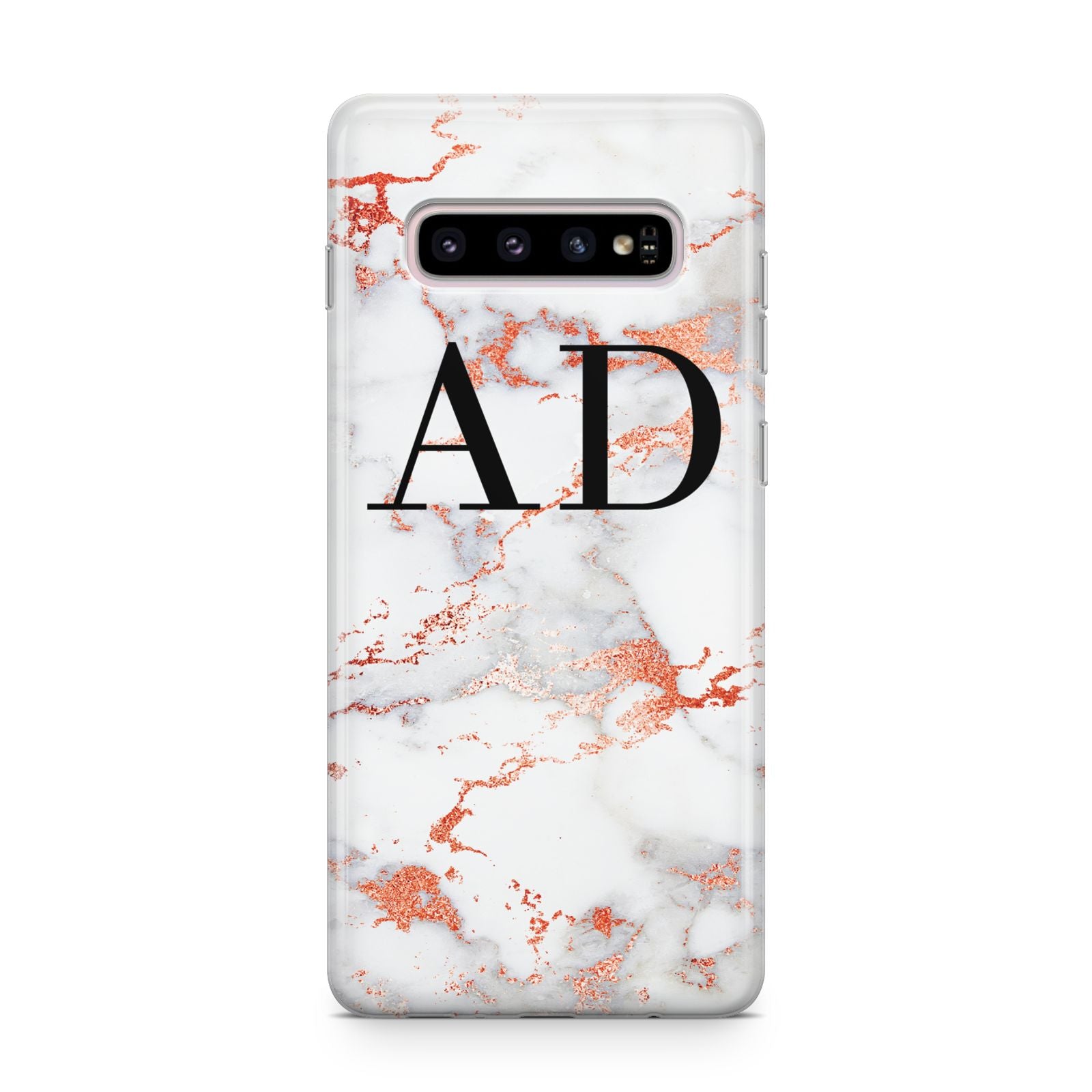 Personalised Rose Gold Marble Initials Samsung Galaxy S10 Plus Case
