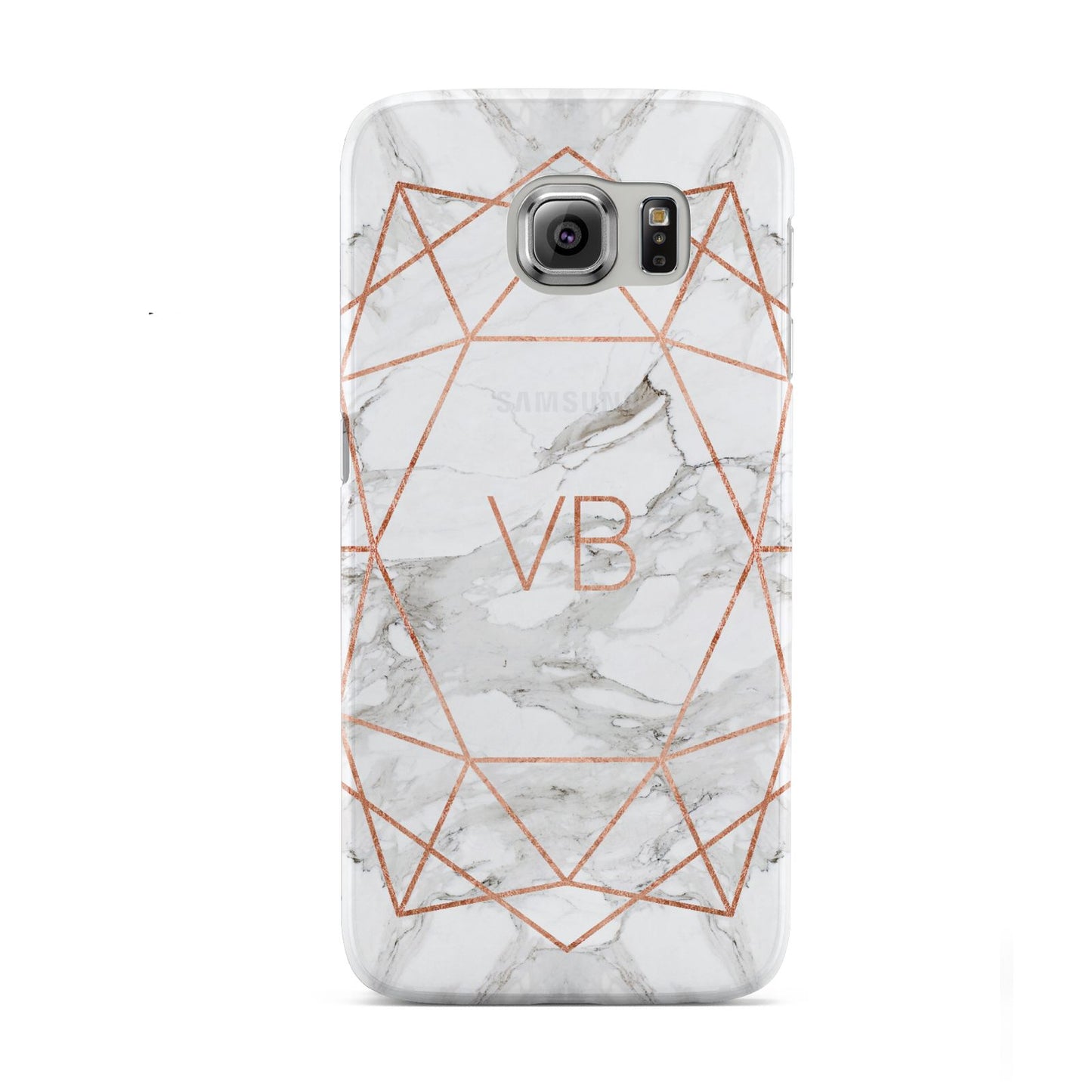 Personalised Rose Gold Marble Initials Samsung Galaxy S6 Case
