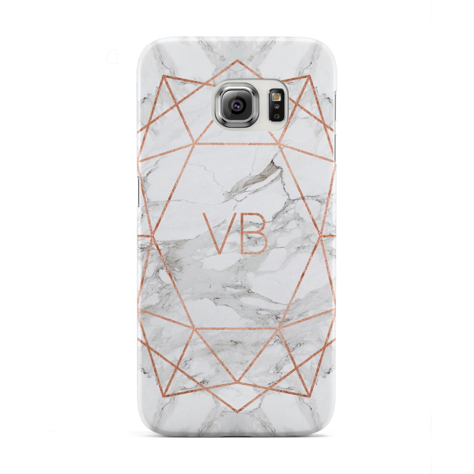 Personalised Rose Gold Marble Initials Samsung Galaxy S6 Edge Case