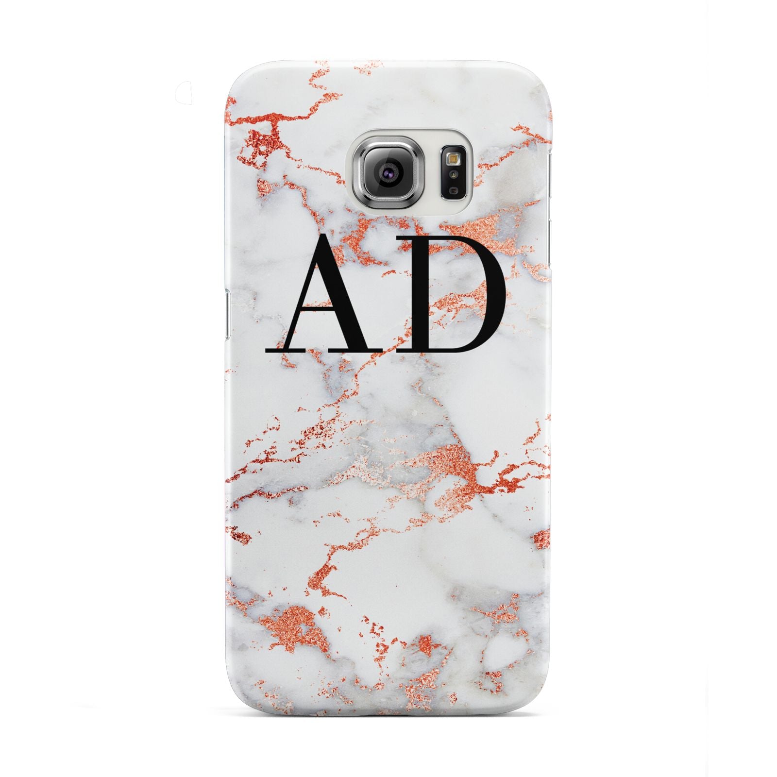 Personalised Rose Gold Marble Initials Samsung Galaxy S6 Edge Case