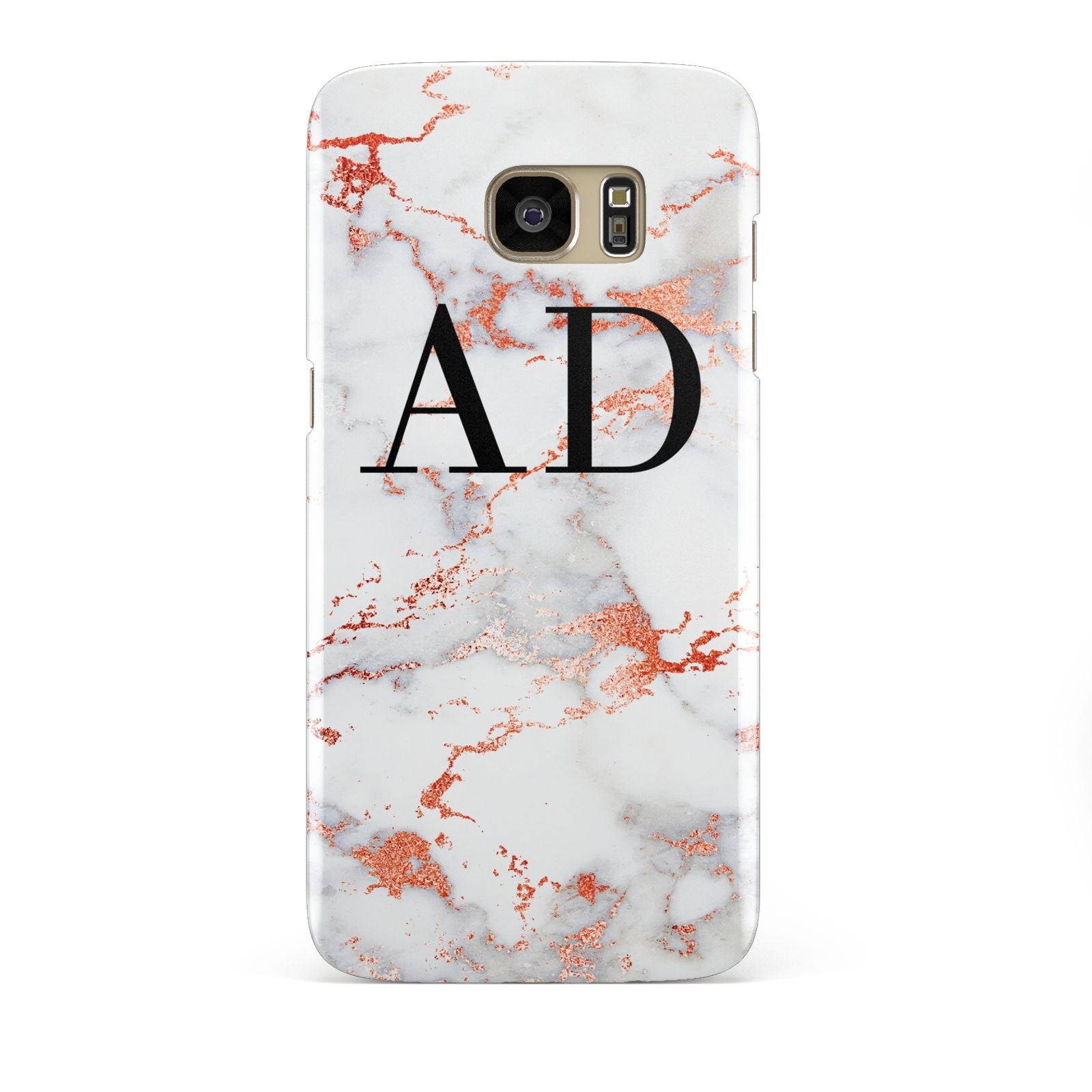 Personalised Rose Gold Marble Initials Samsung Galaxy S7 Edge Case